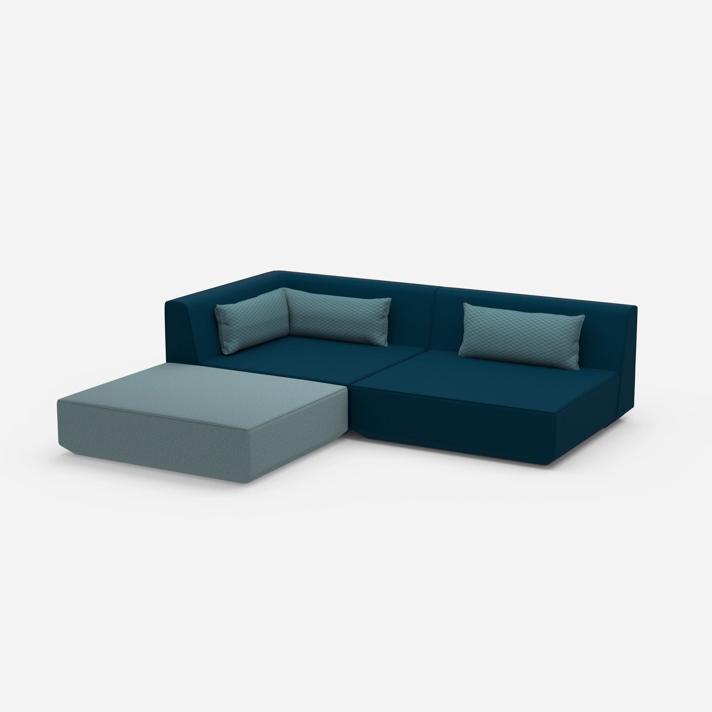 Corner sofa with low seat height from the side