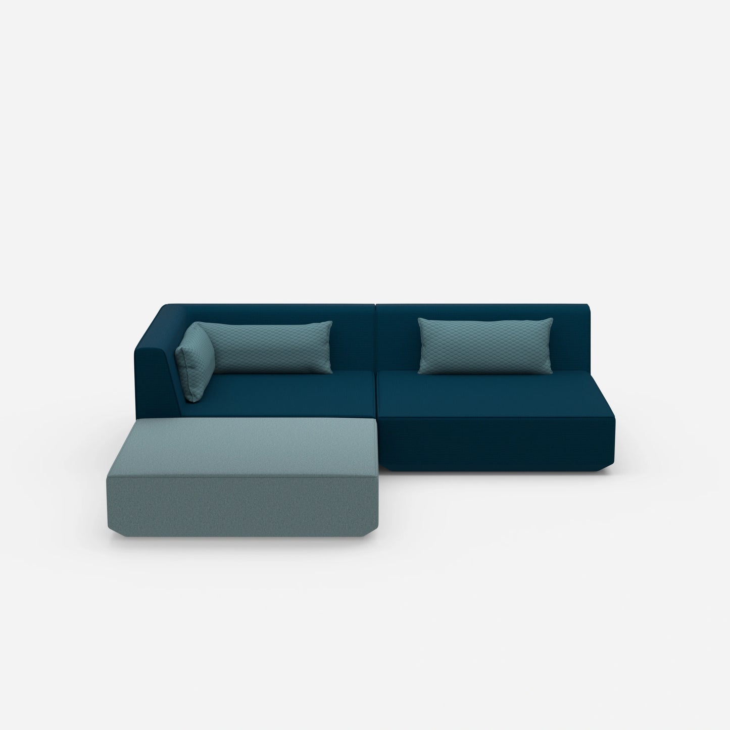 Corner sofa with low seat height from the front