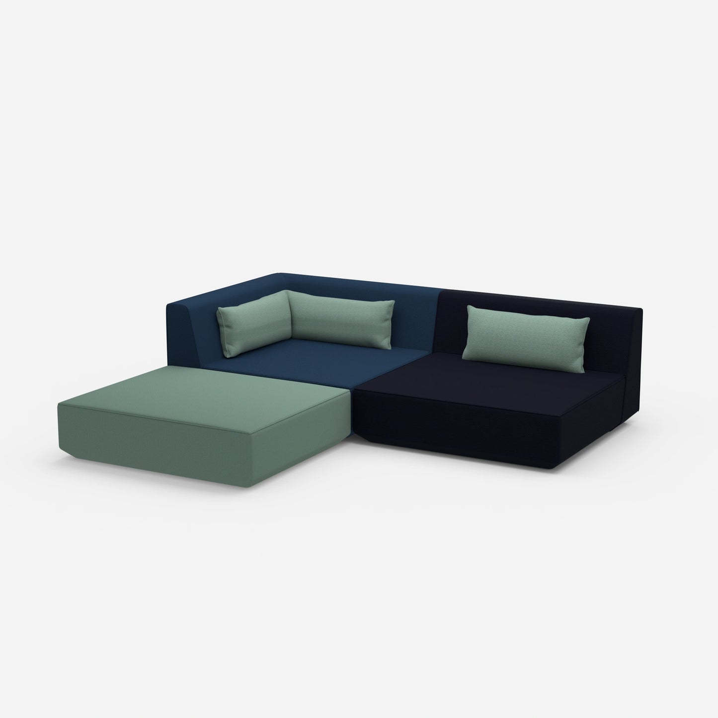 Corner sofa with low seat height from the side