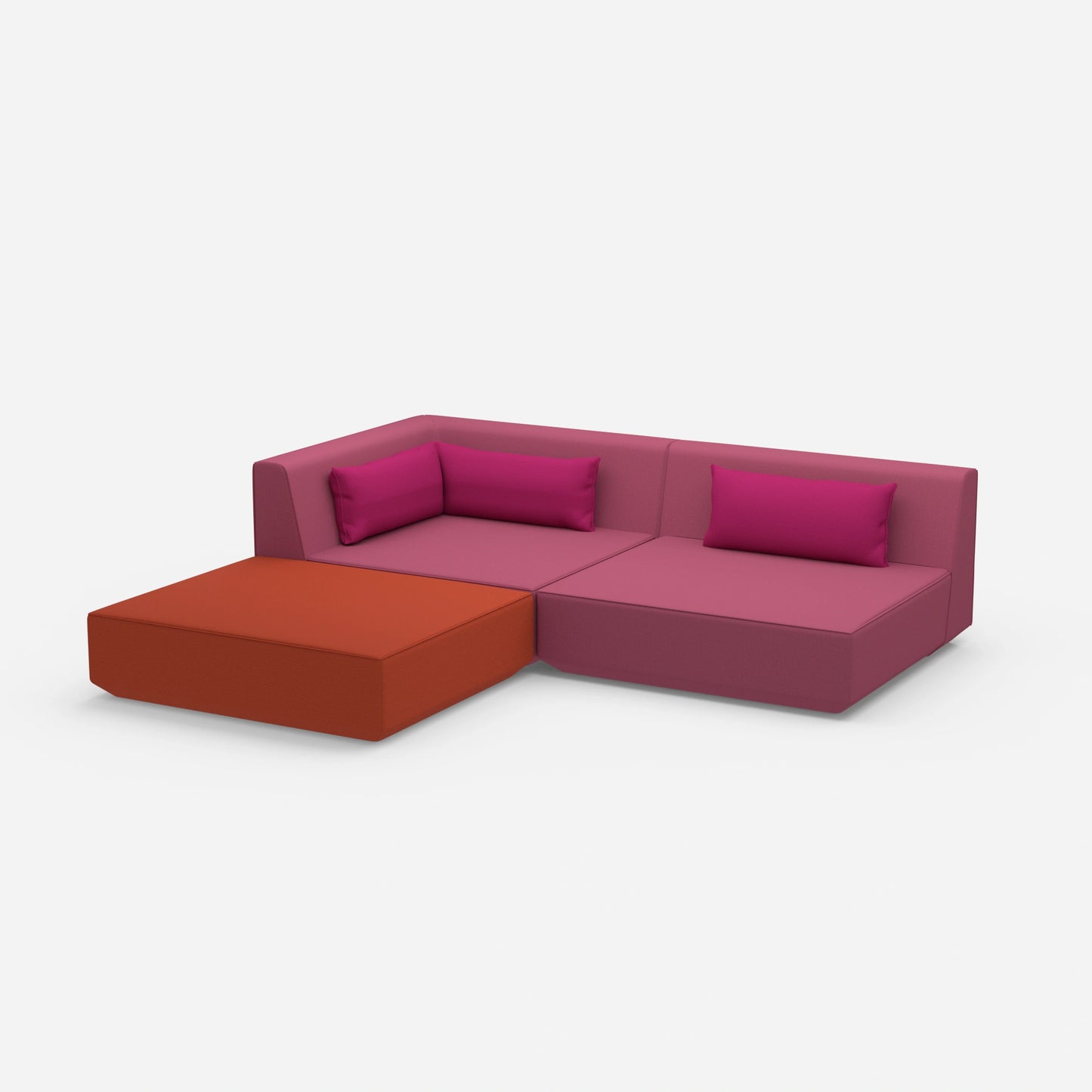 Corner sofa with low seat height from the side