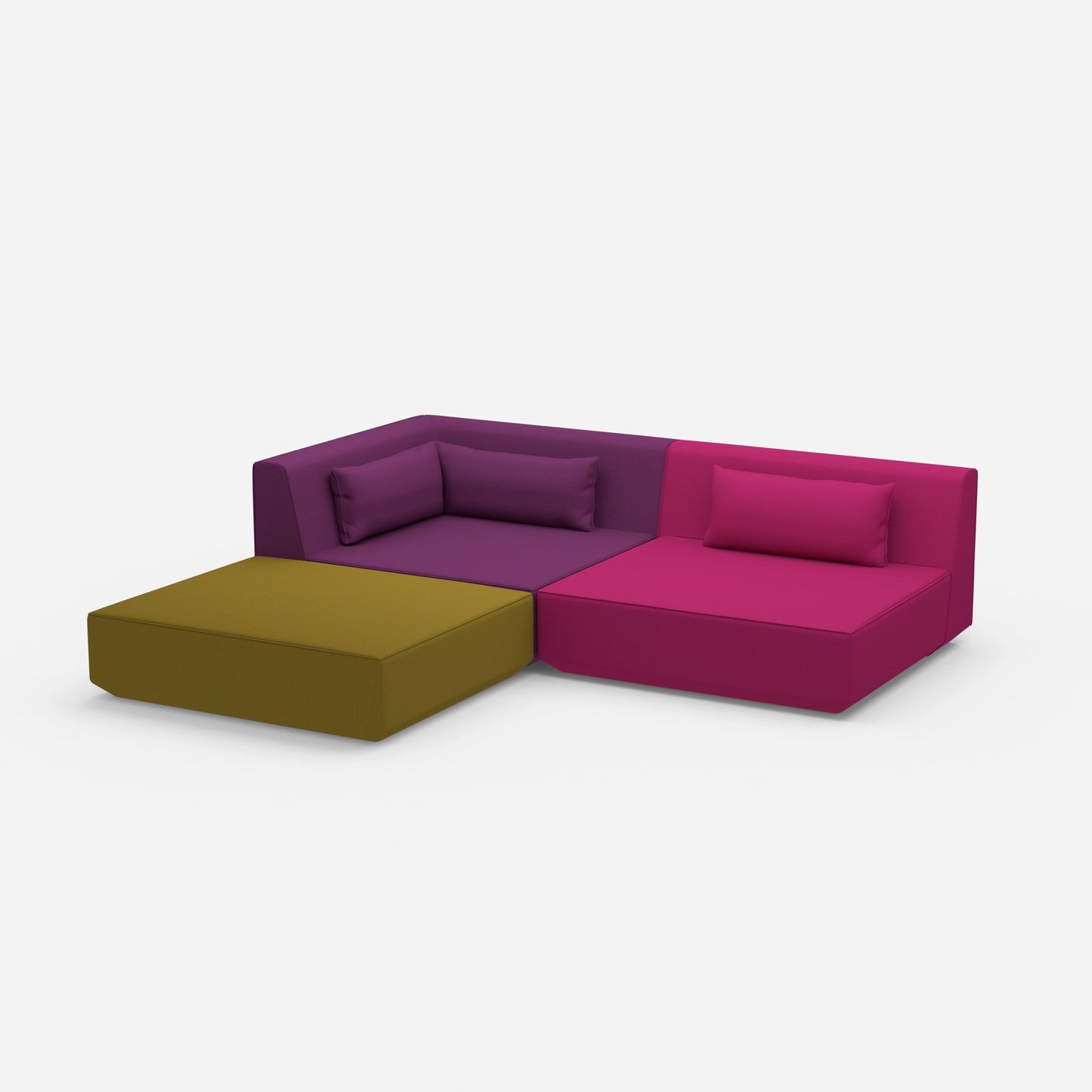 Corner sofa with low seat height from the side