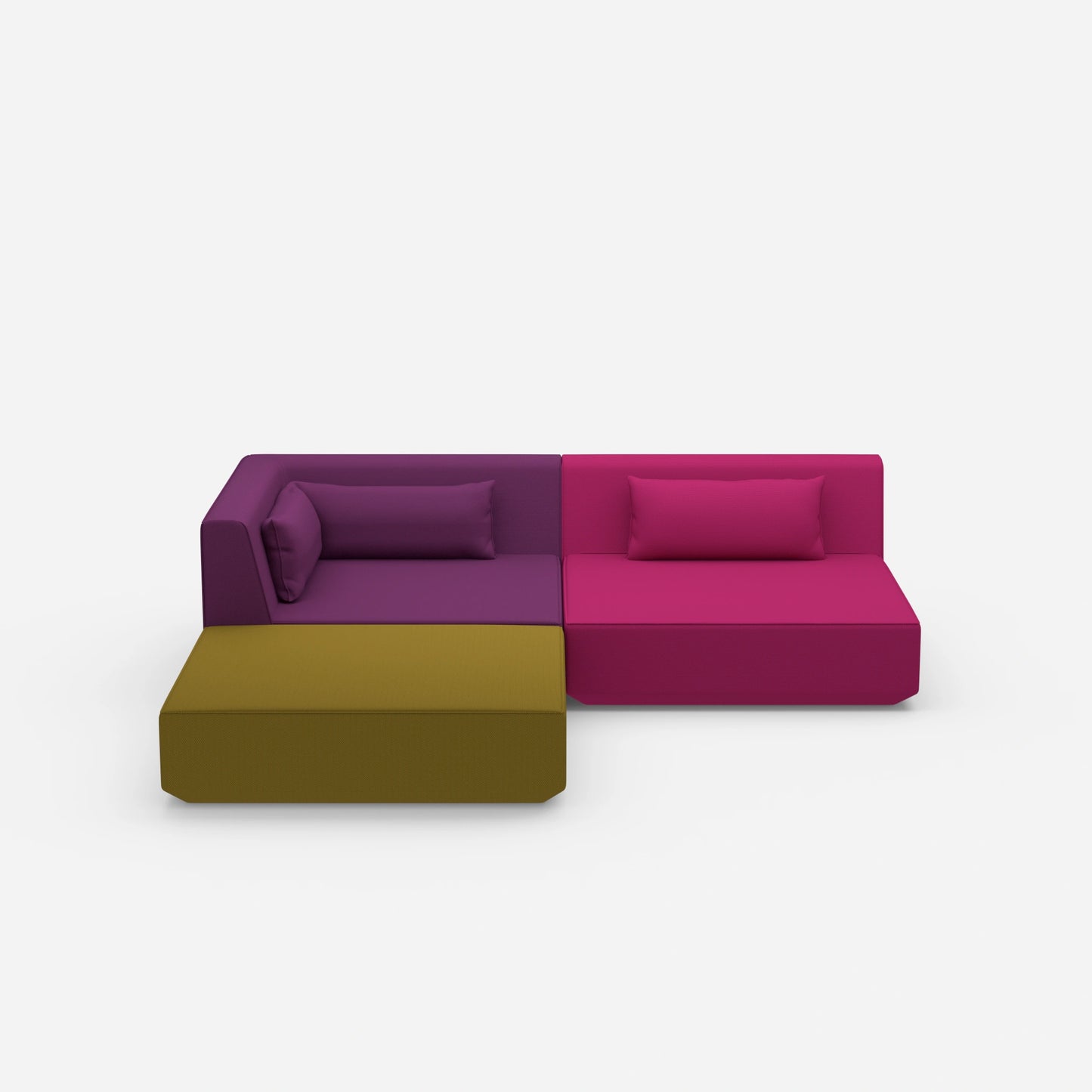 Corner sofa with low seat height from the front