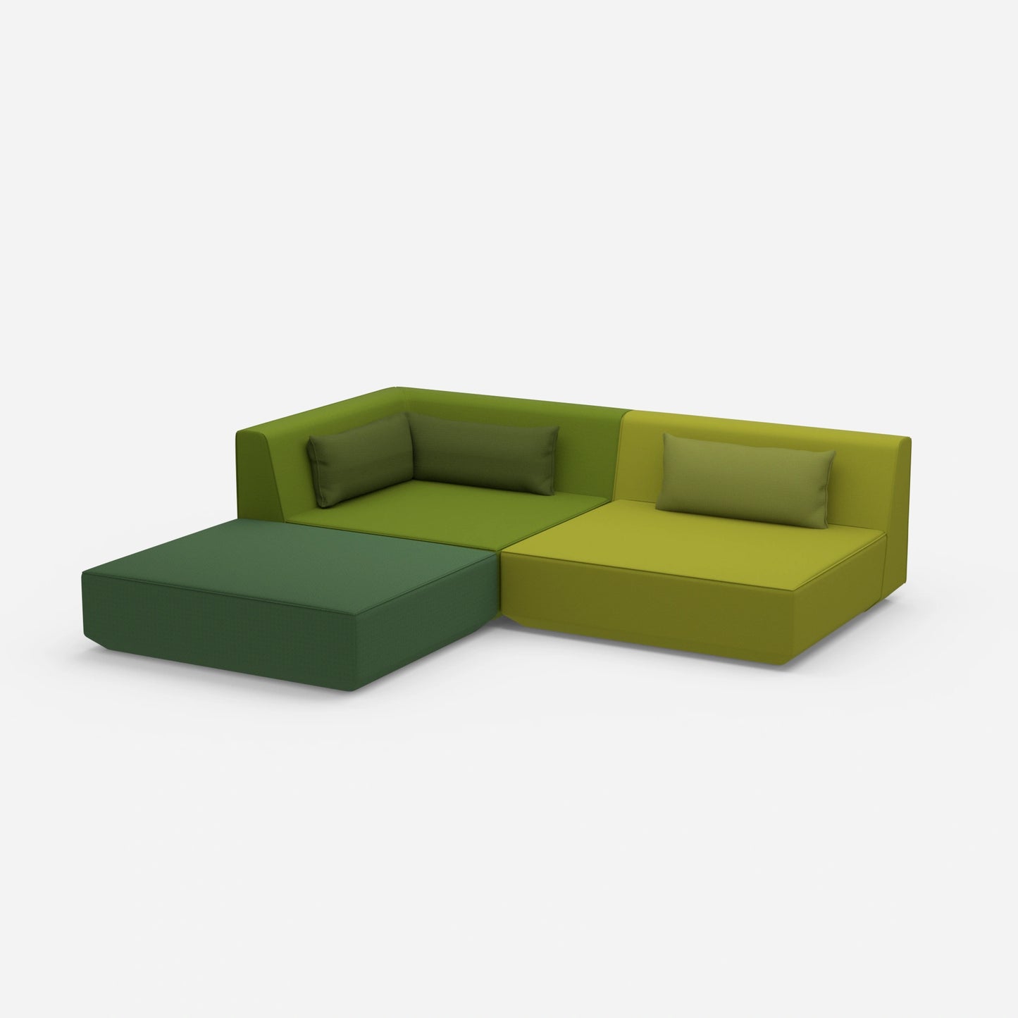 Corner sofa with low seat height from the side