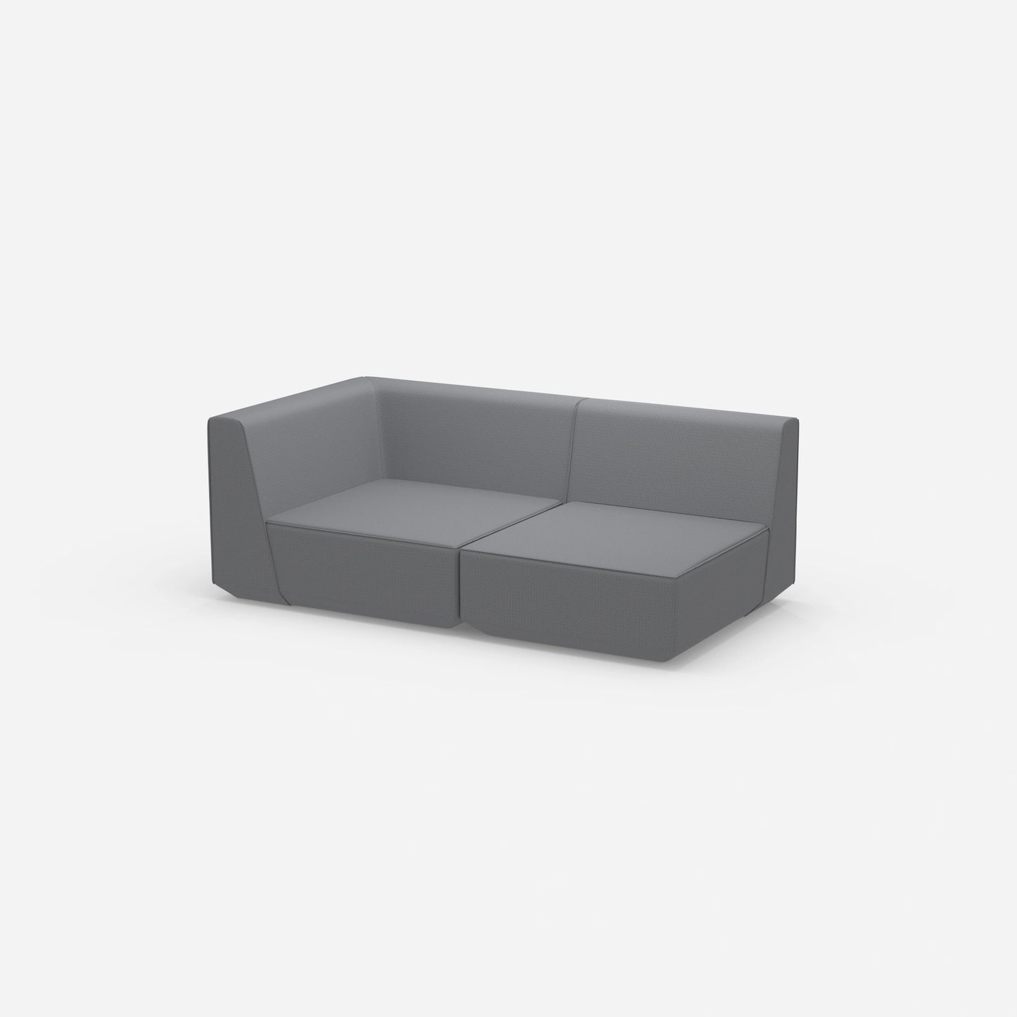 Grey modular sofa 180 cm wide from the side