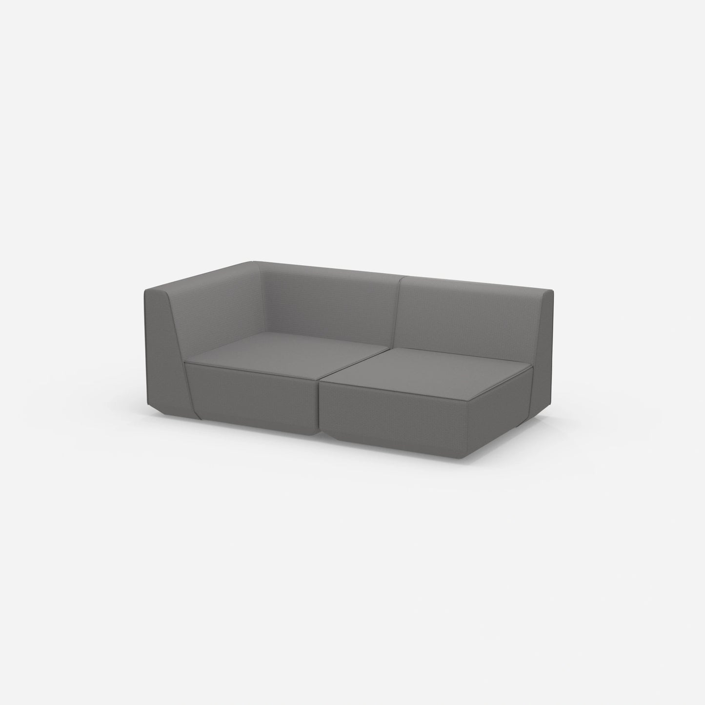 Grey modular sofa 180 cm wide from the side