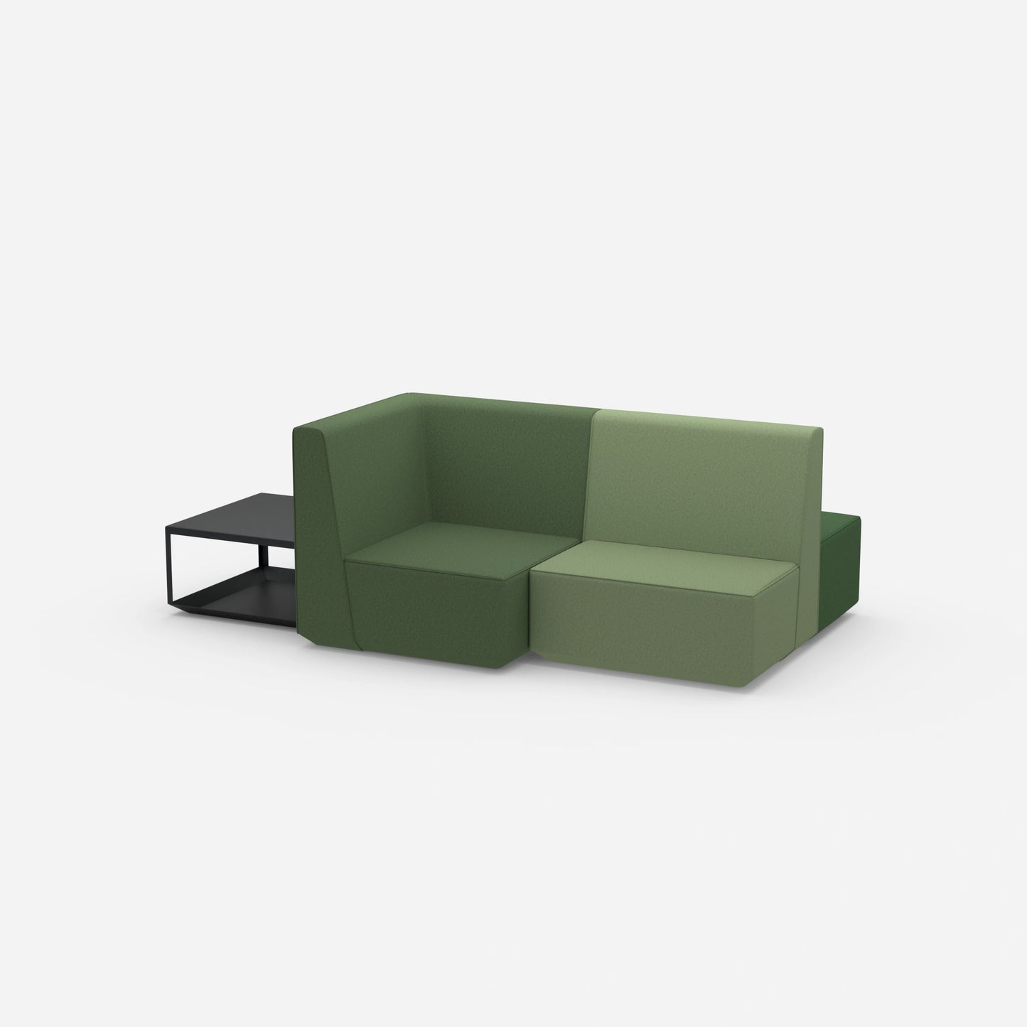 Green bench seen from the side