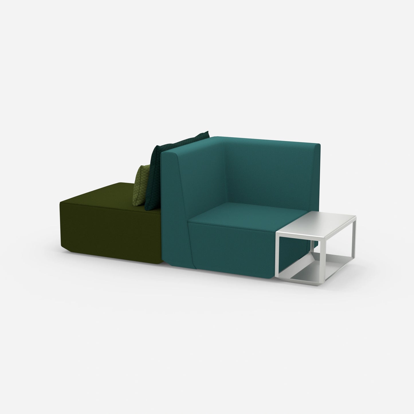 Small upholstered bench from the side