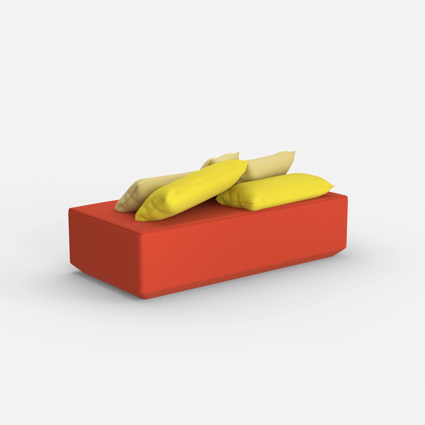 Modern modular pouf from behind