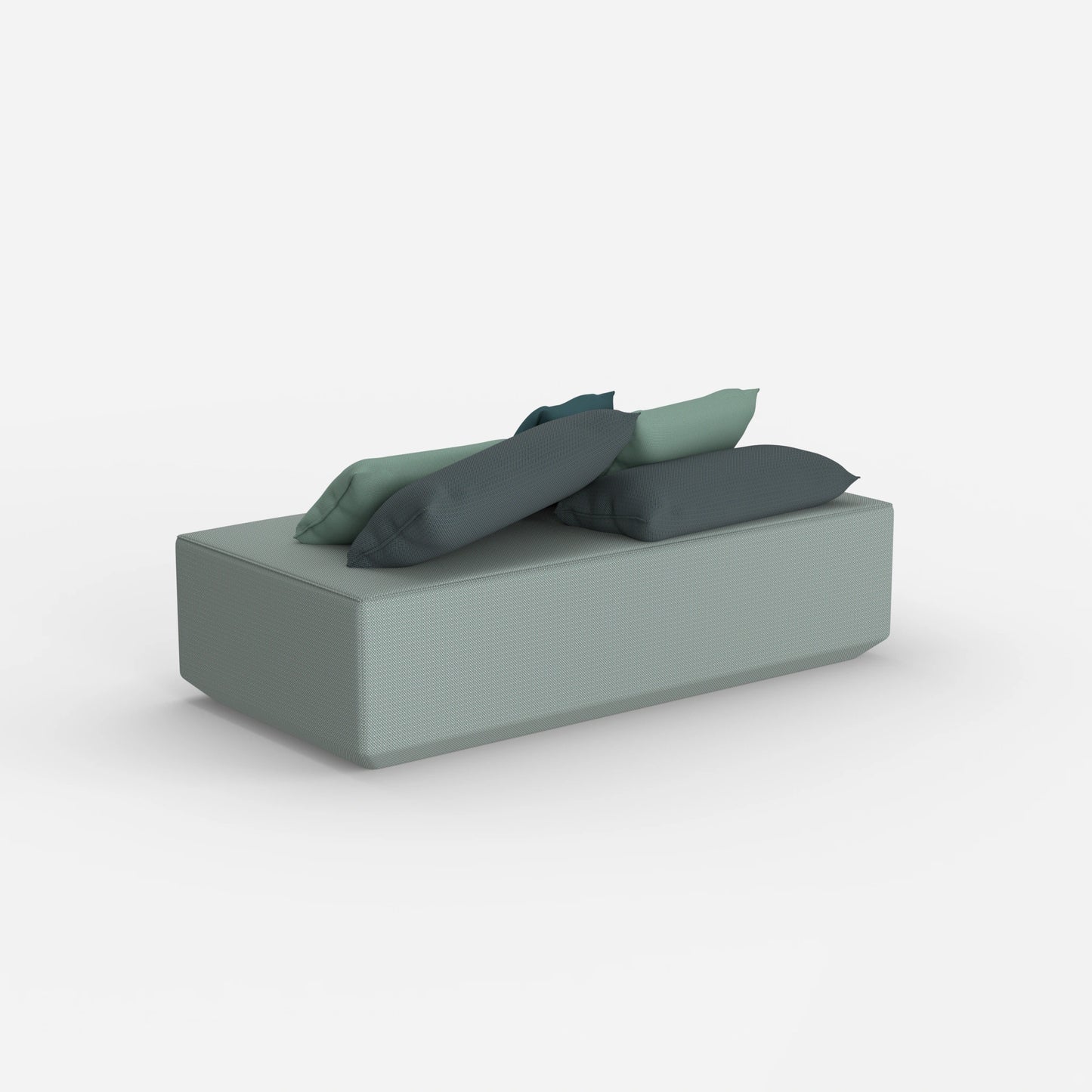 Modern modular pouf from behind