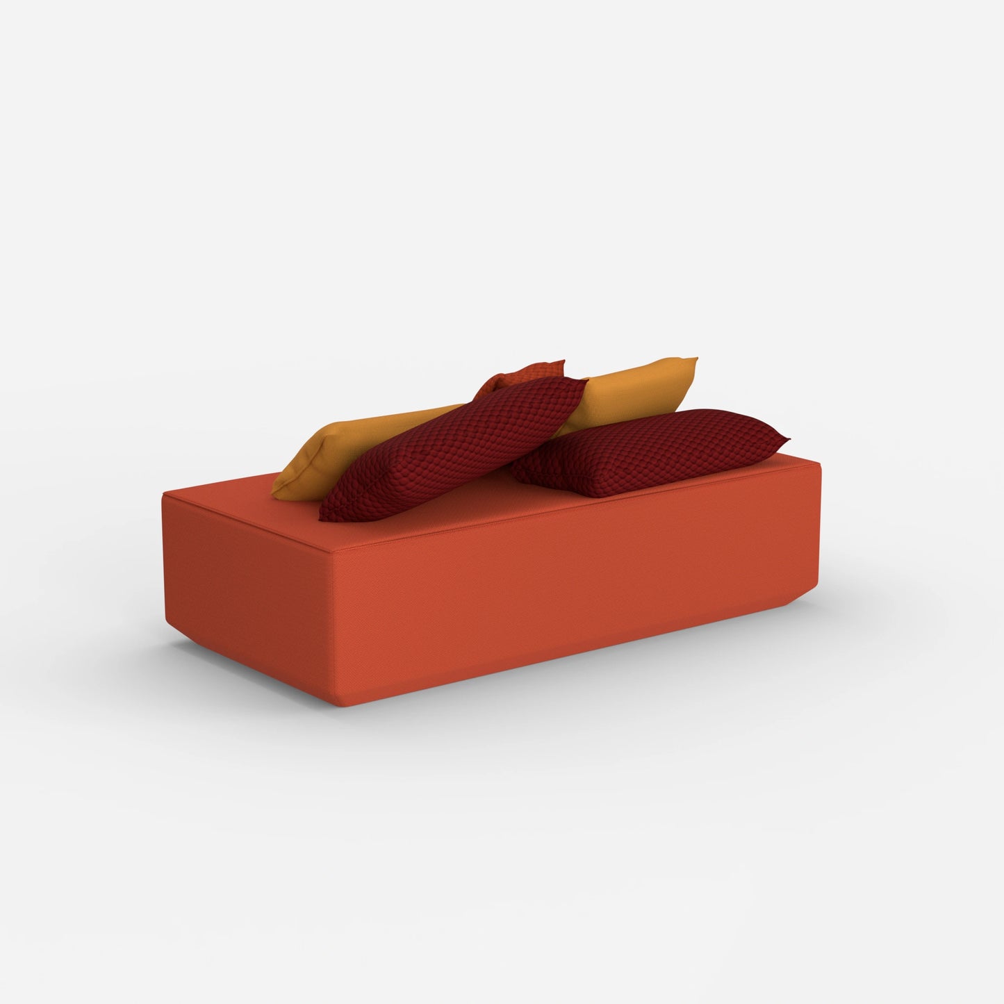 Modern modular pouf from behind