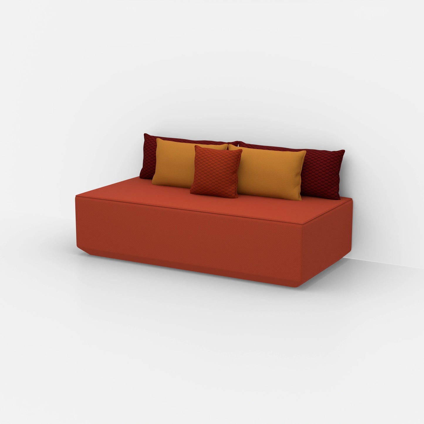 Modern modular pouf from the side