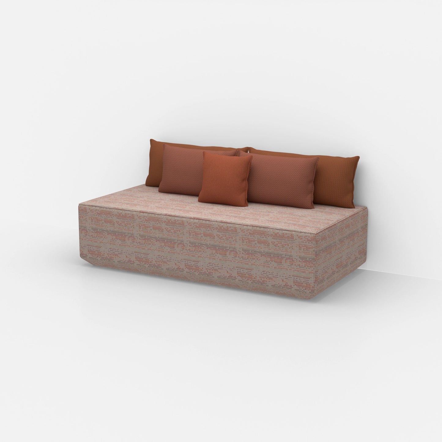 Modern modular pouf from the side