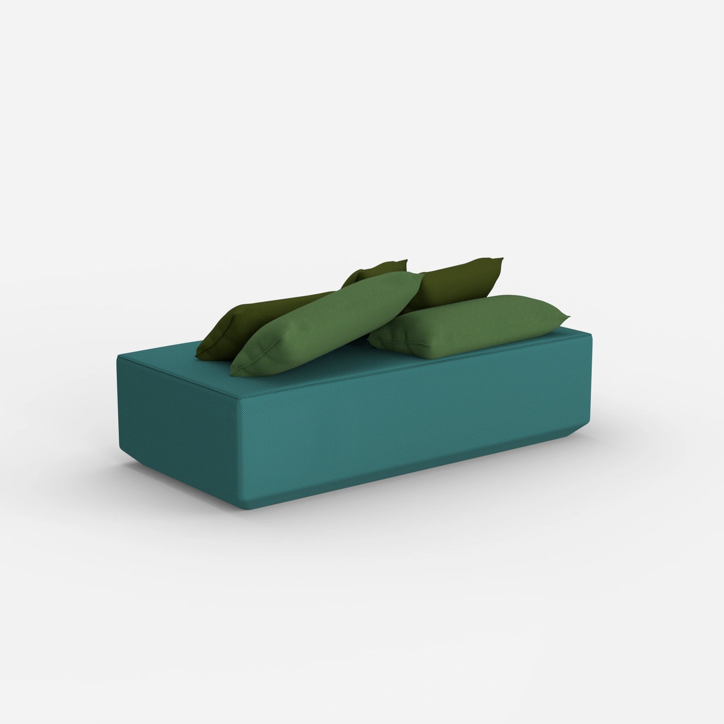 Modern modular pouf from behind