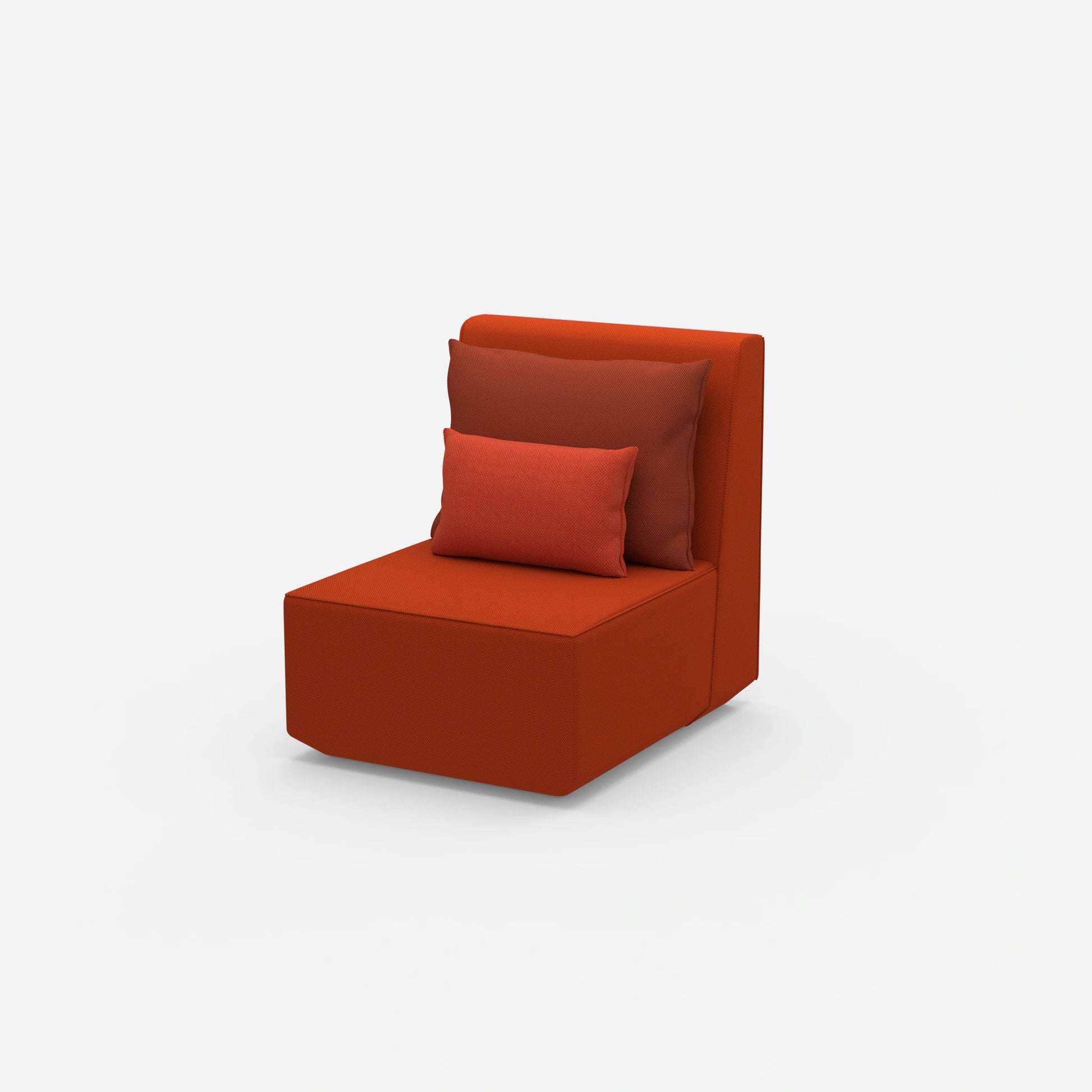 Modern armchair with high backrest from the side