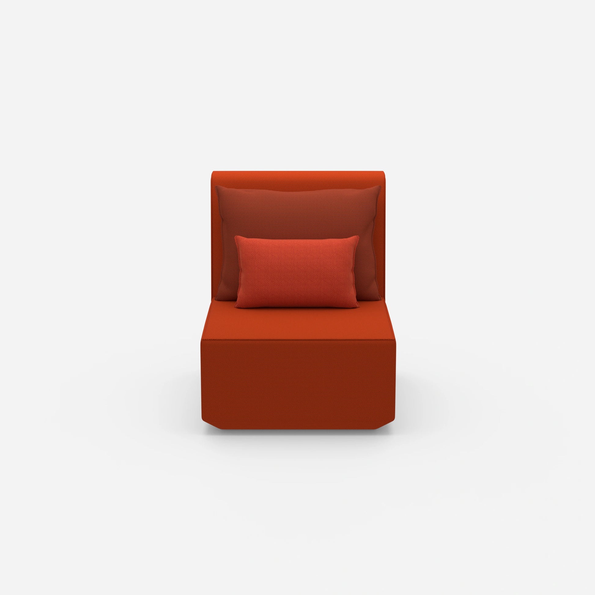 Modern armchair with high backrest from the front