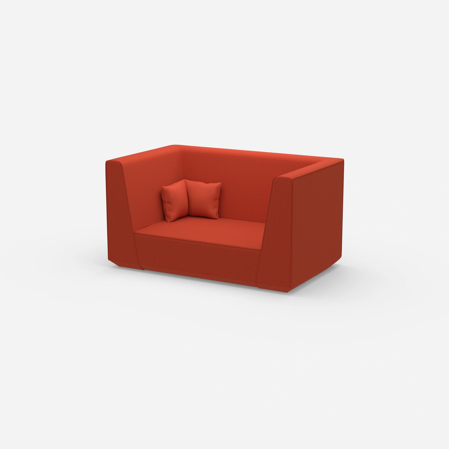 Modern two-seater sofa with high back from the side