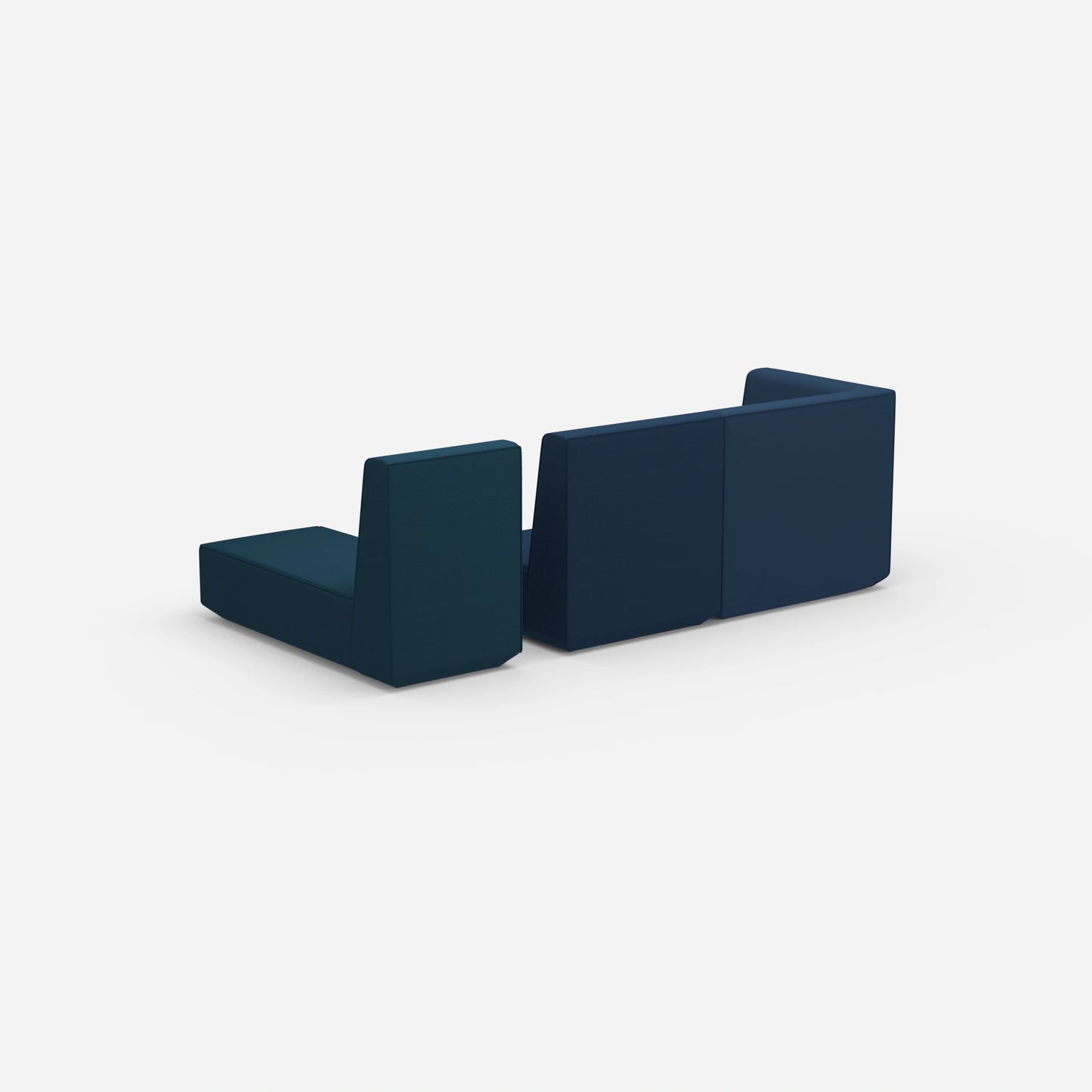 Modular 2-seater sofa with chaise longue from behind