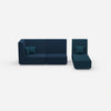 Modular 2-seater sofa with chaise longue from the front