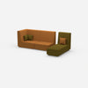 Modular 2-seater sofa with chaise longue from the side