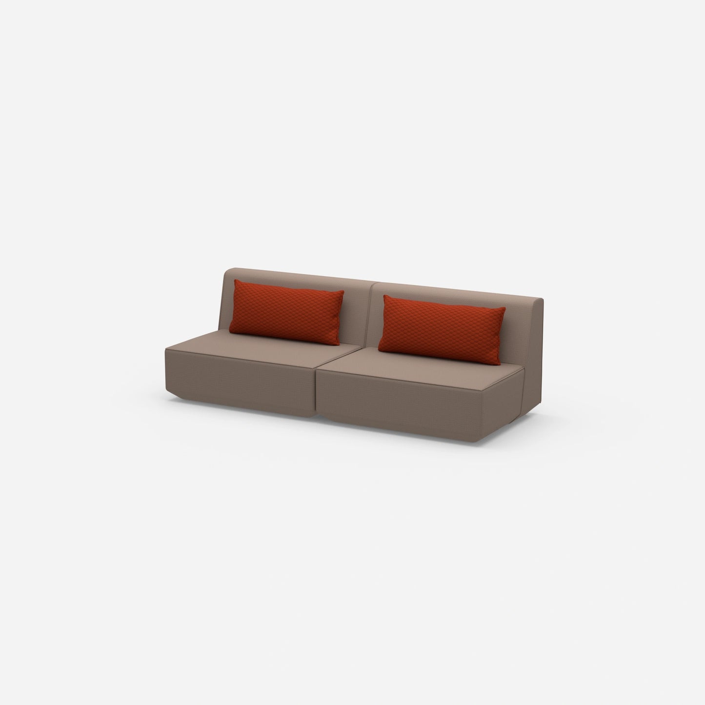 Modular sofa 3-seater in brown from the side