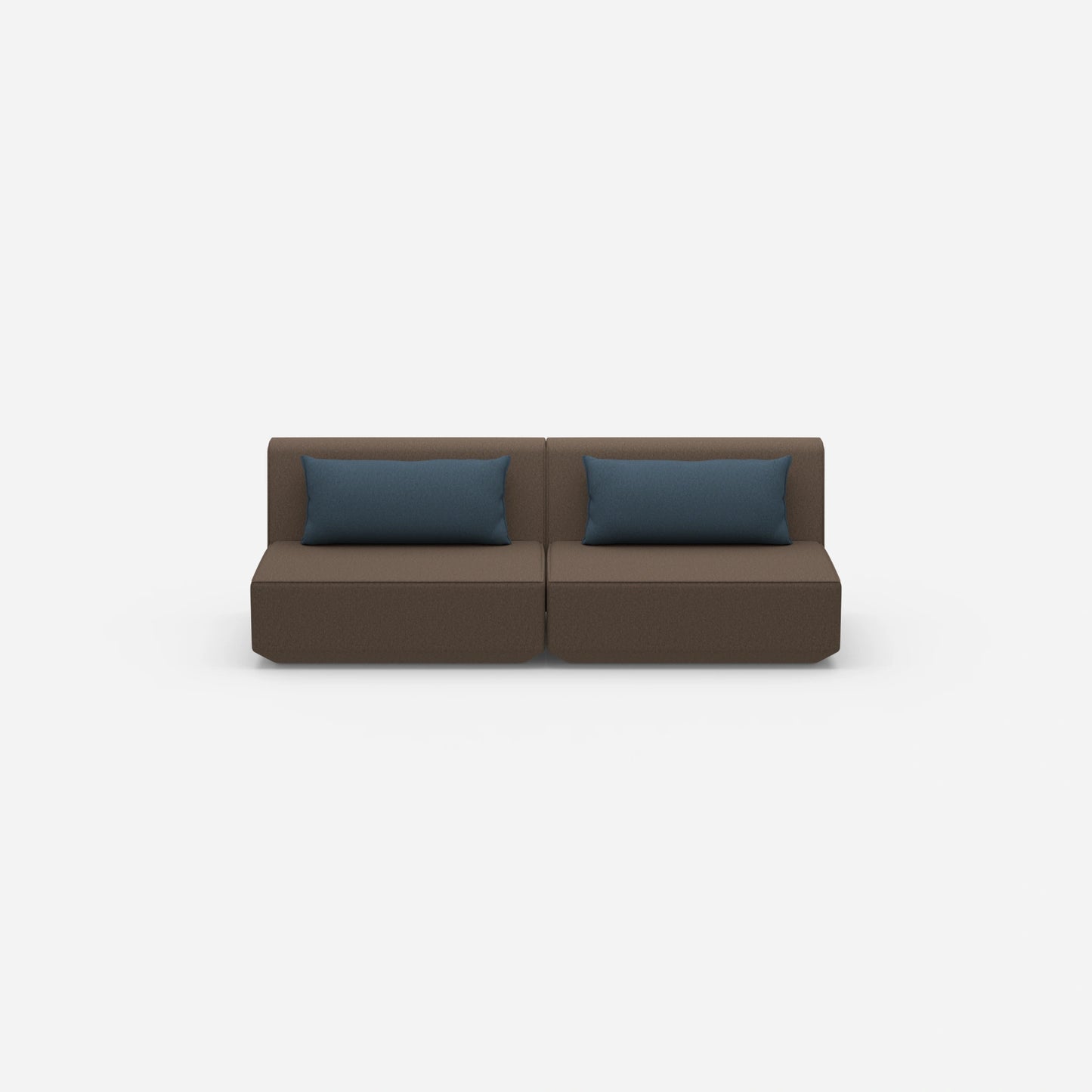Modular sofa 3-seater in brown from the front