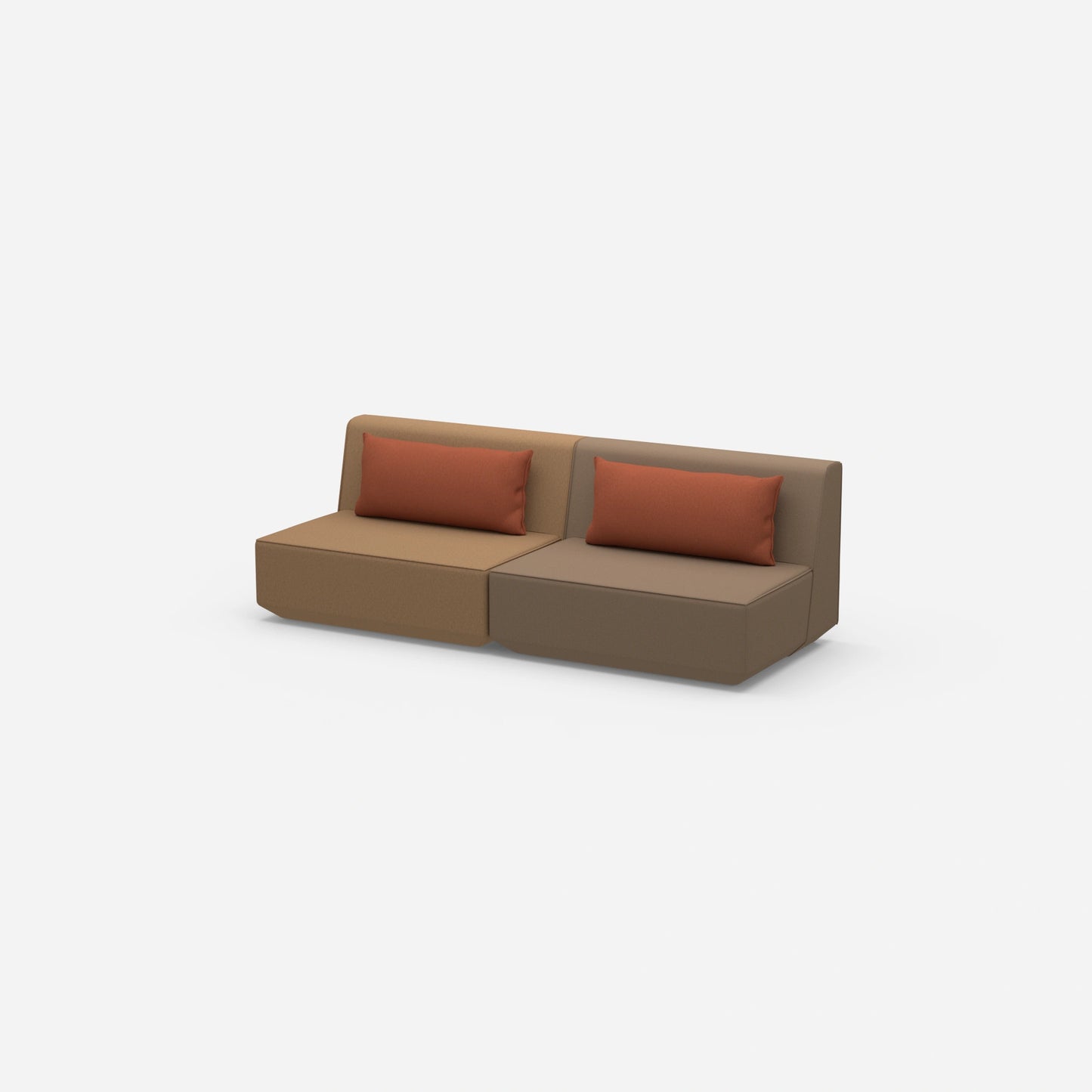 Modular sofa 3-seater in brown from the side