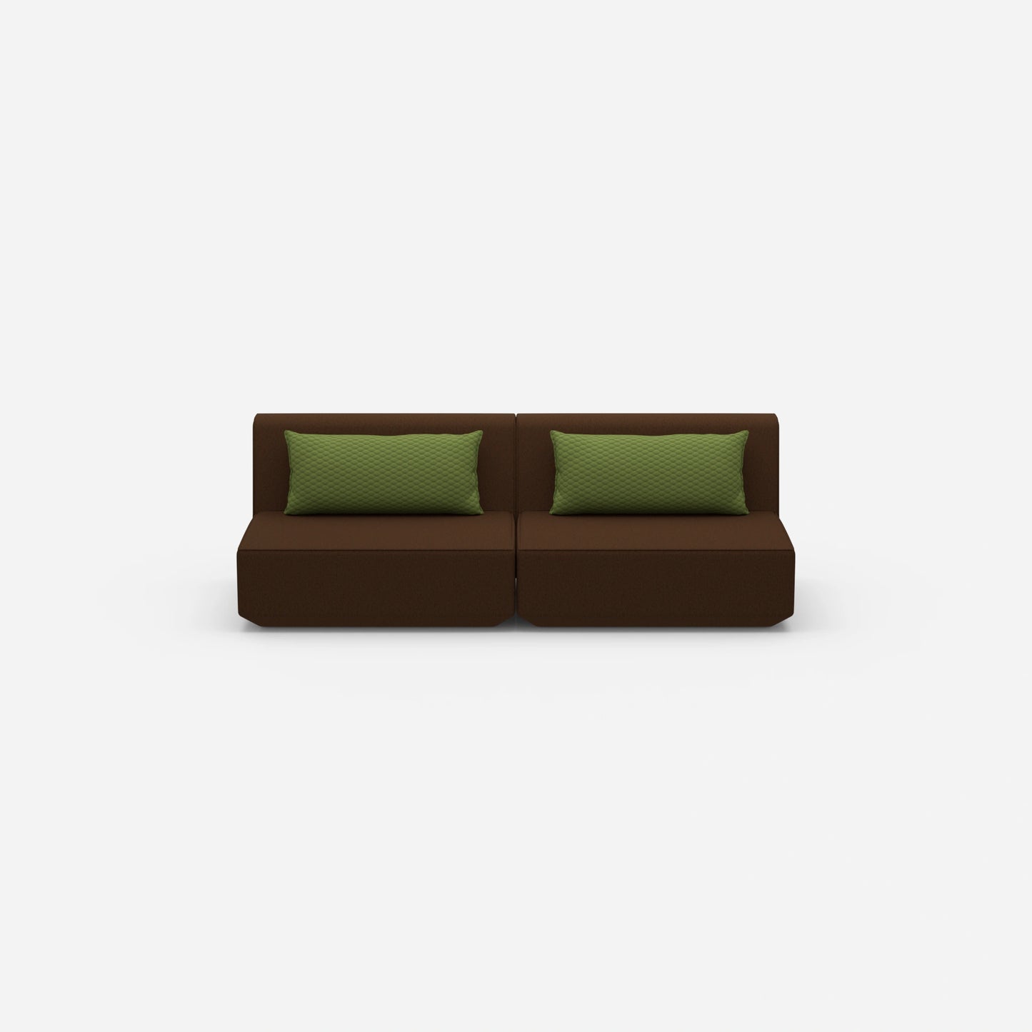 Modular sofa 3-seater in brown from the front