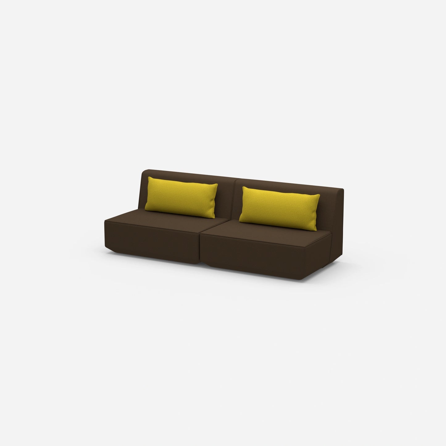Modular sofa 3-seater in brown from the side