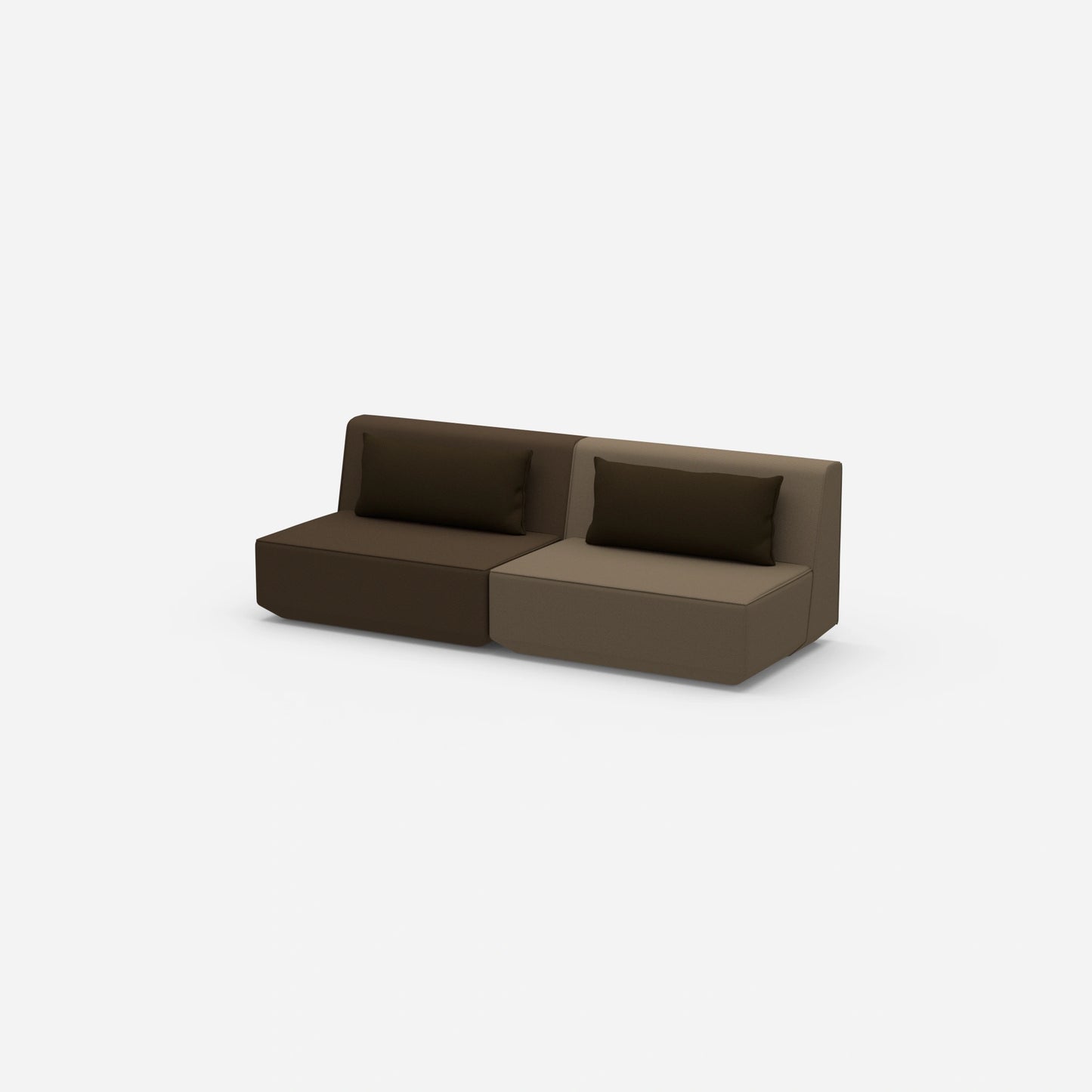 Modular sofa 3-seater in brown from the side