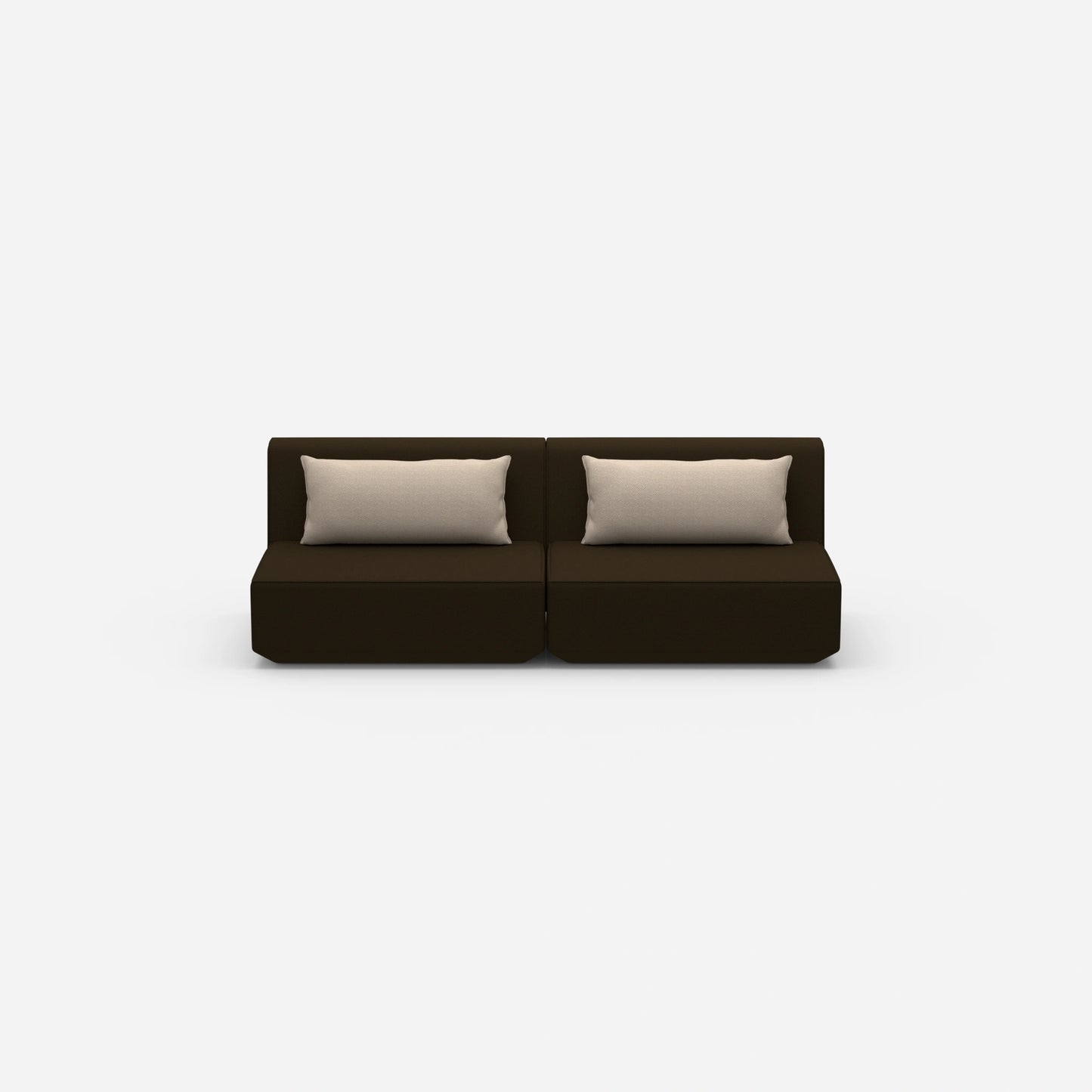 Modular sofa 3-seater in brown from the front