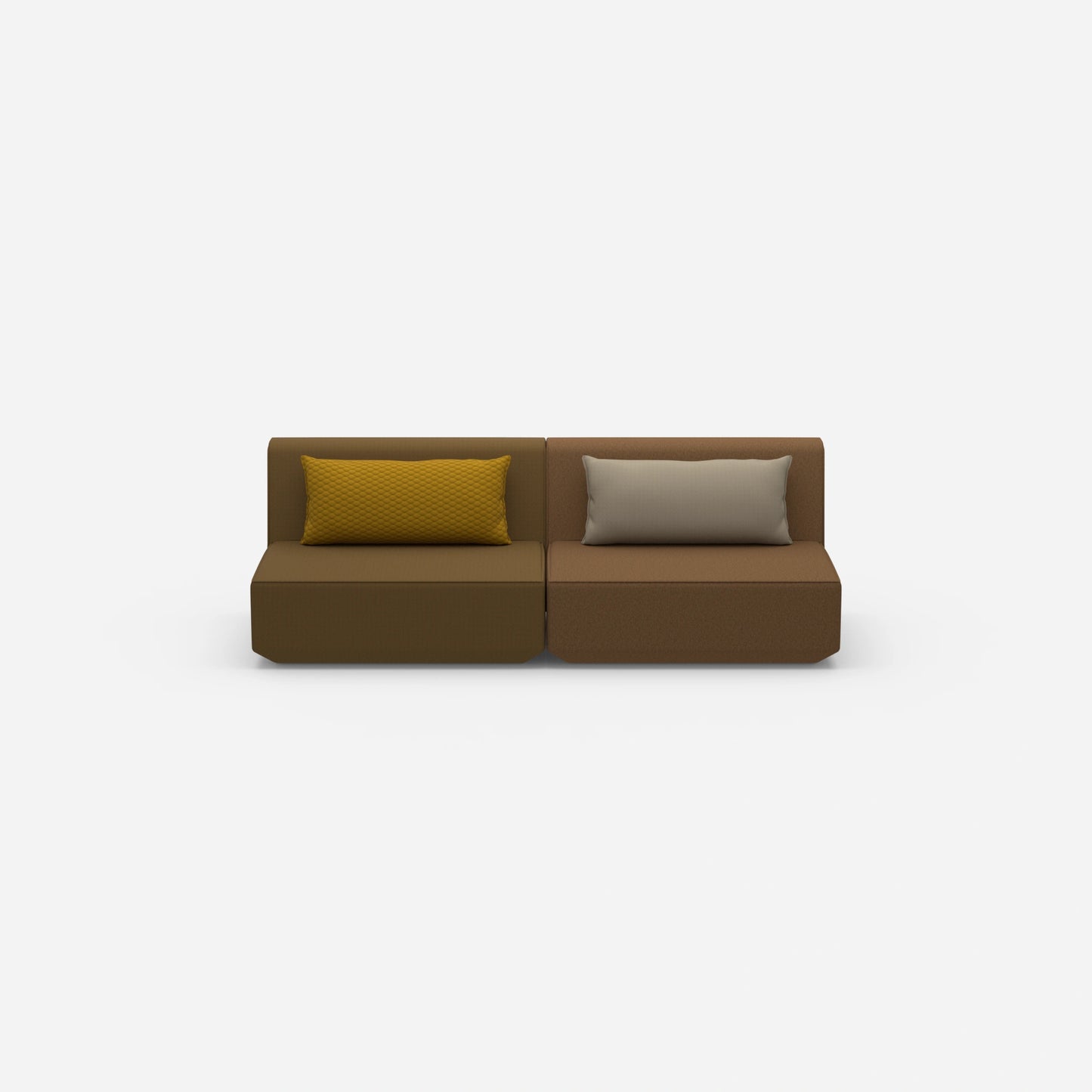 Modular sofa 3-seater in brown from the front