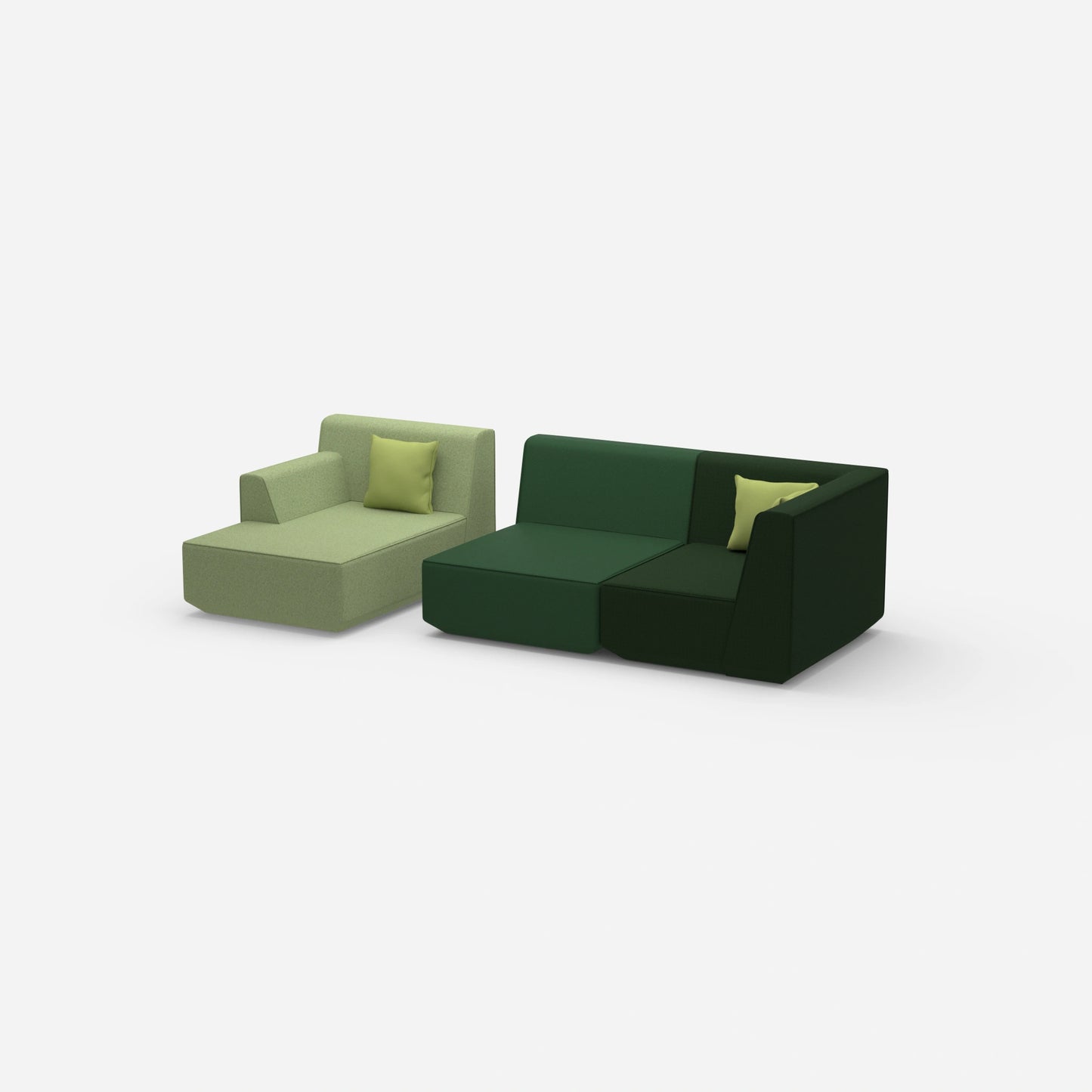 Modular sofa for 2 with ottoman from the side