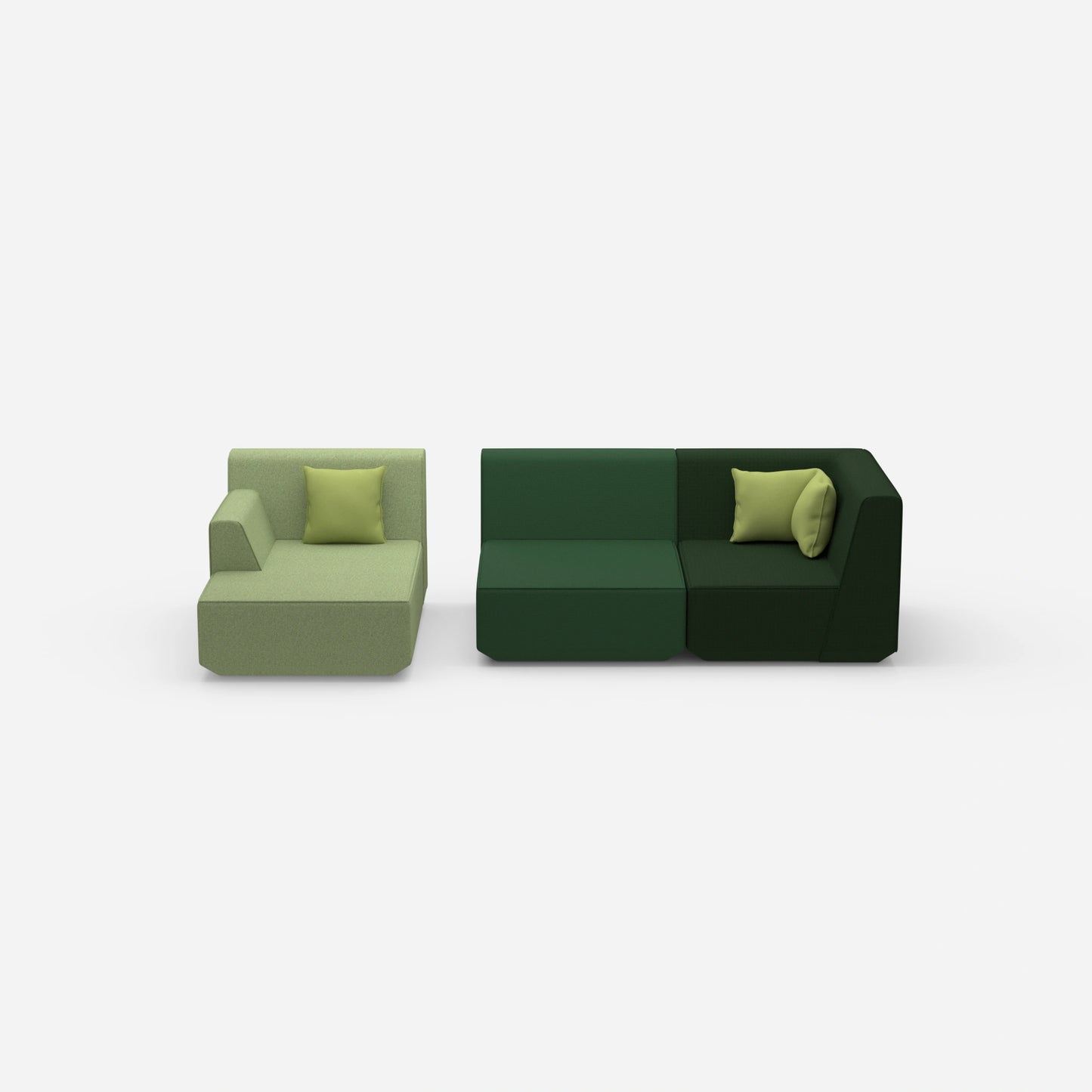 Modular sofa for 2 with ottoman from the front