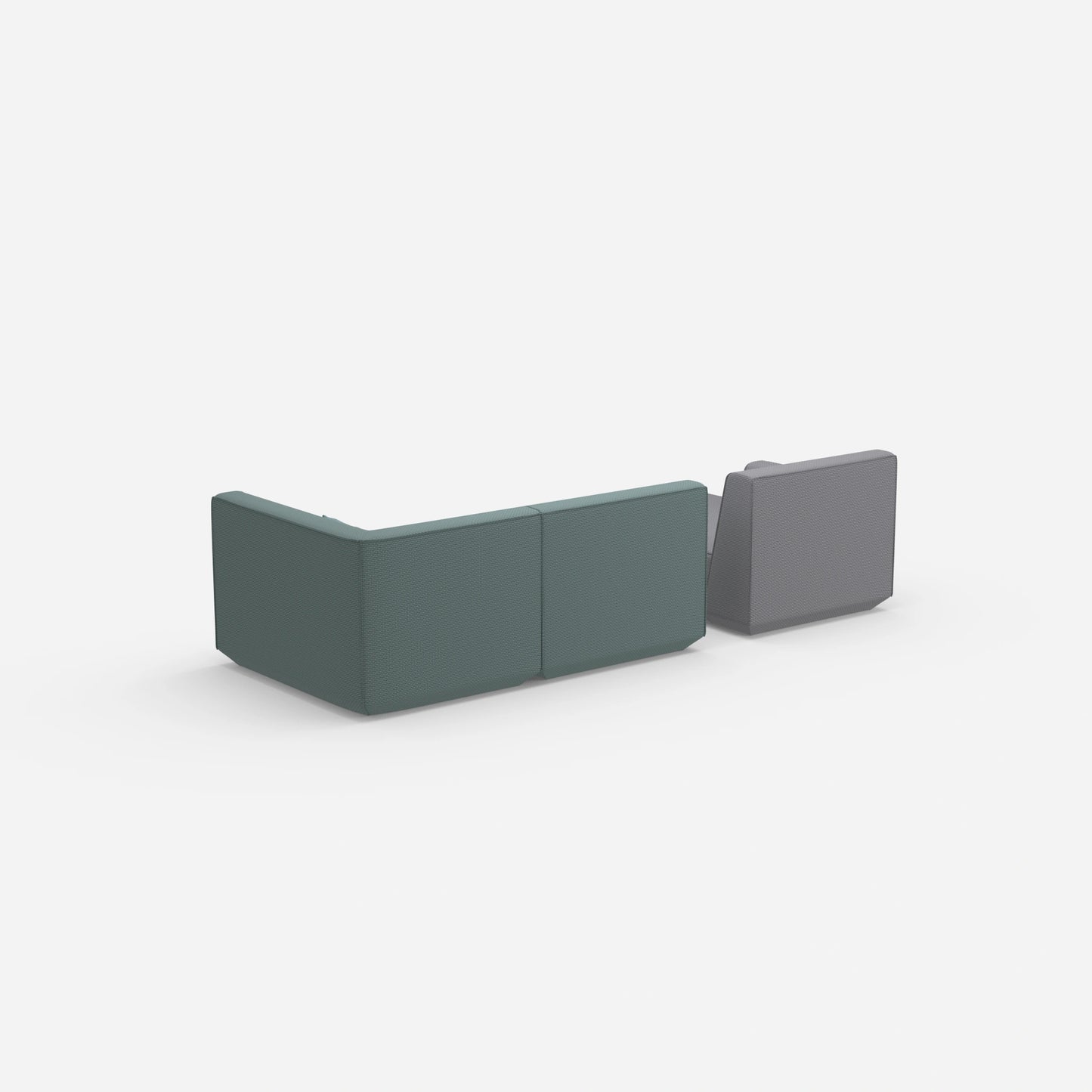 Modular sofa for 2 with ottoman from behind