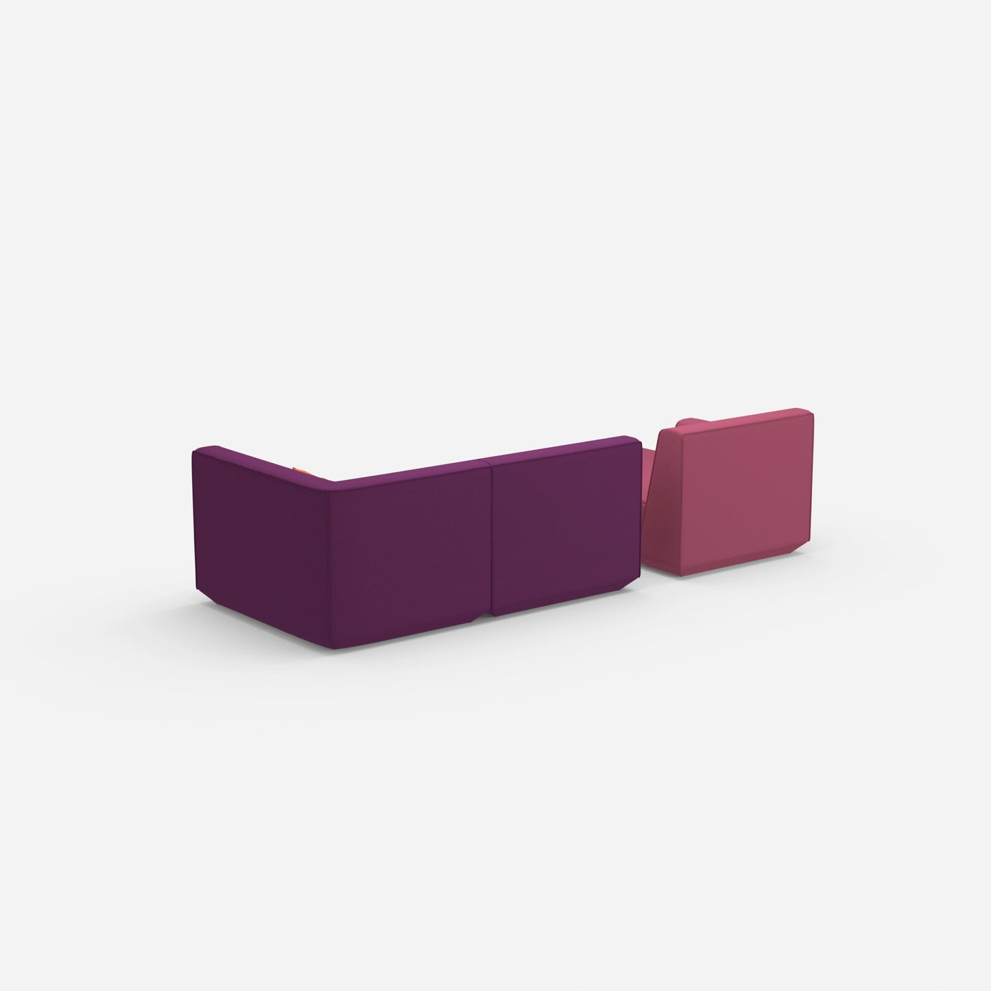 Modular sofa for 2 with ottoman from behind