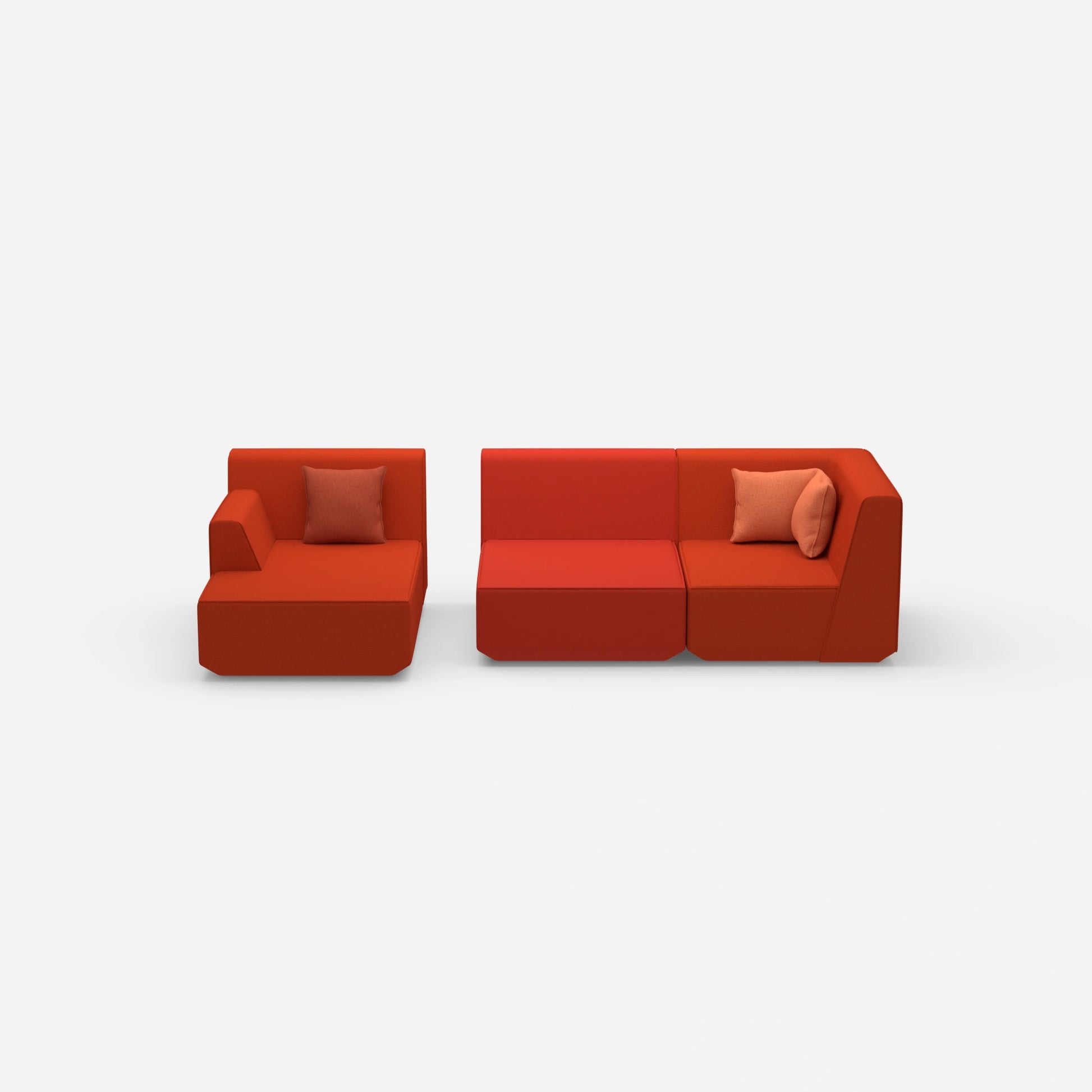 Modular sofa for 2 with ottoman from the front