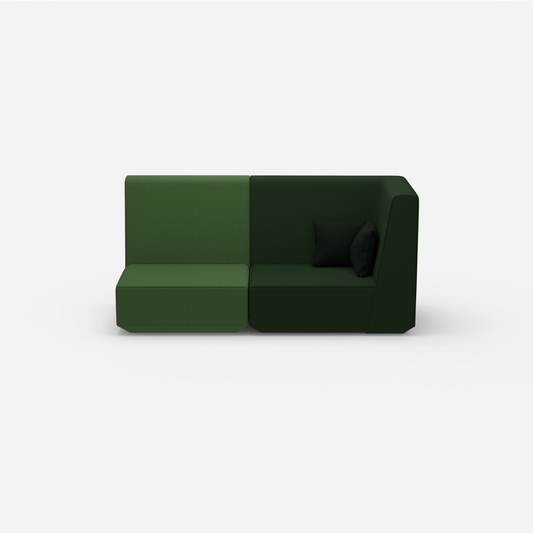 Modular sofa green with high back from the front