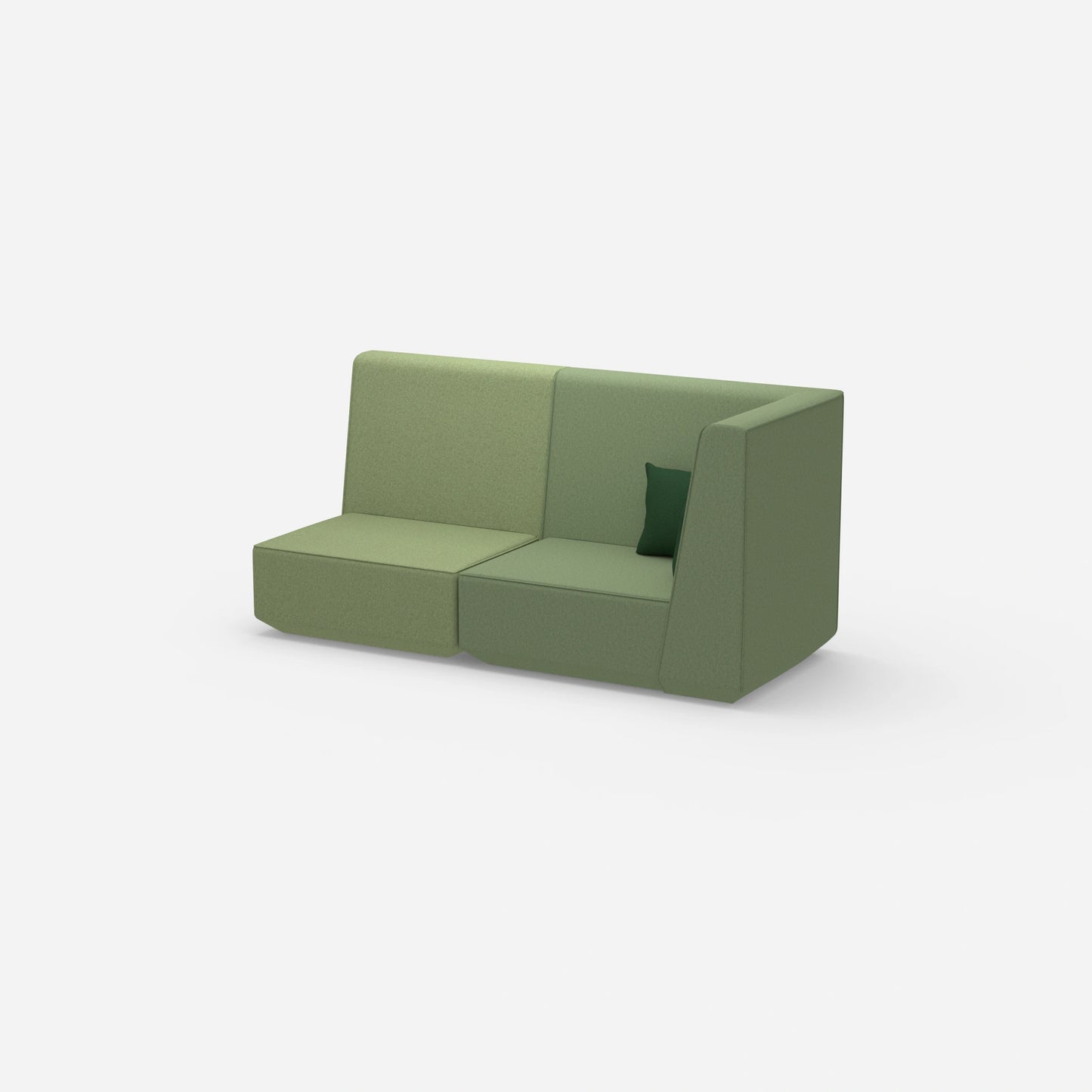 Modular sofa green with high back from the side