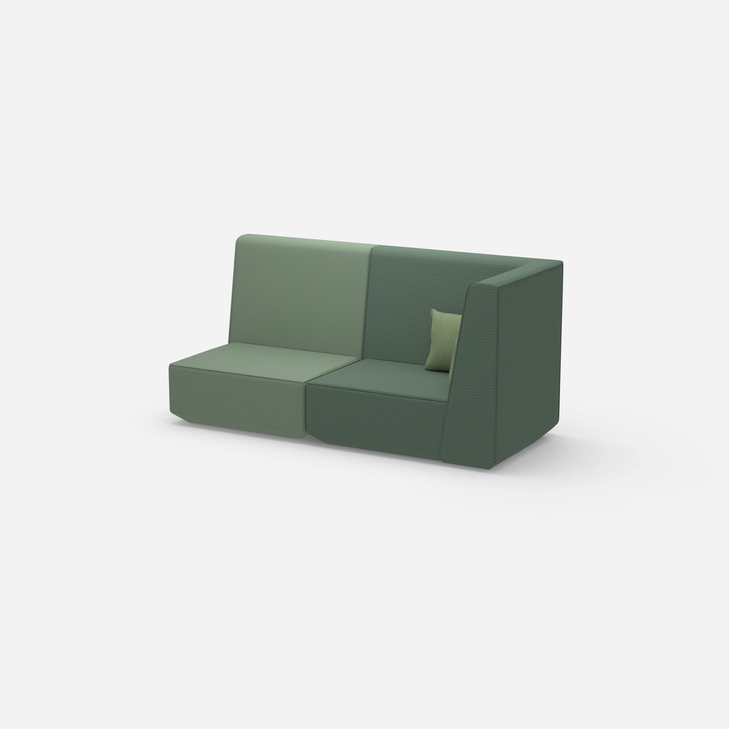 Modular sofa green with high back from the side