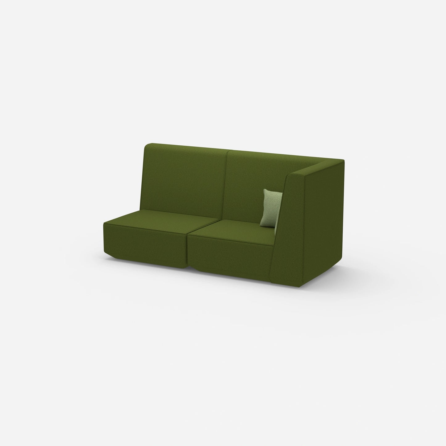 Modular sofa green with high back from the side
