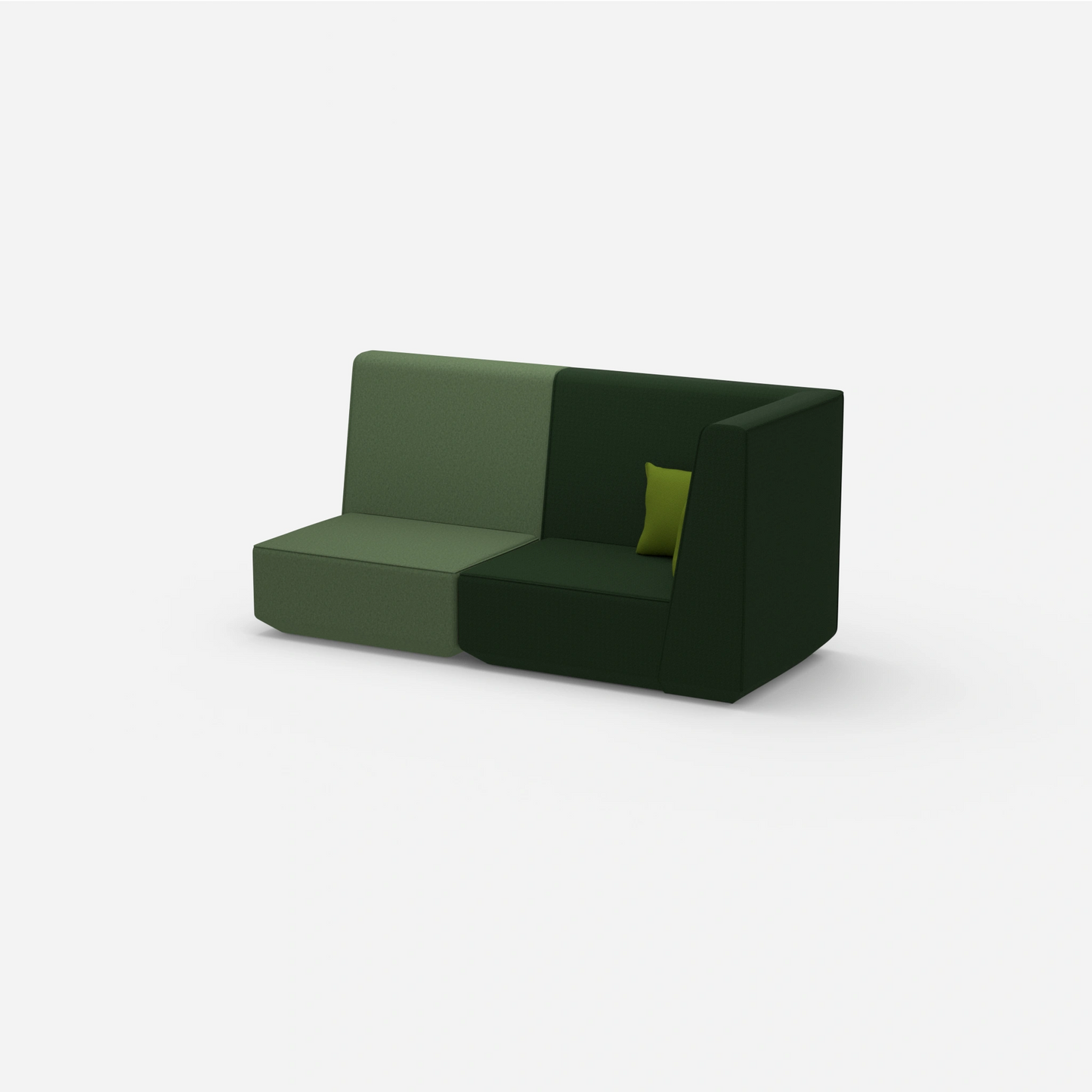 Modular sofa green with high back from the side