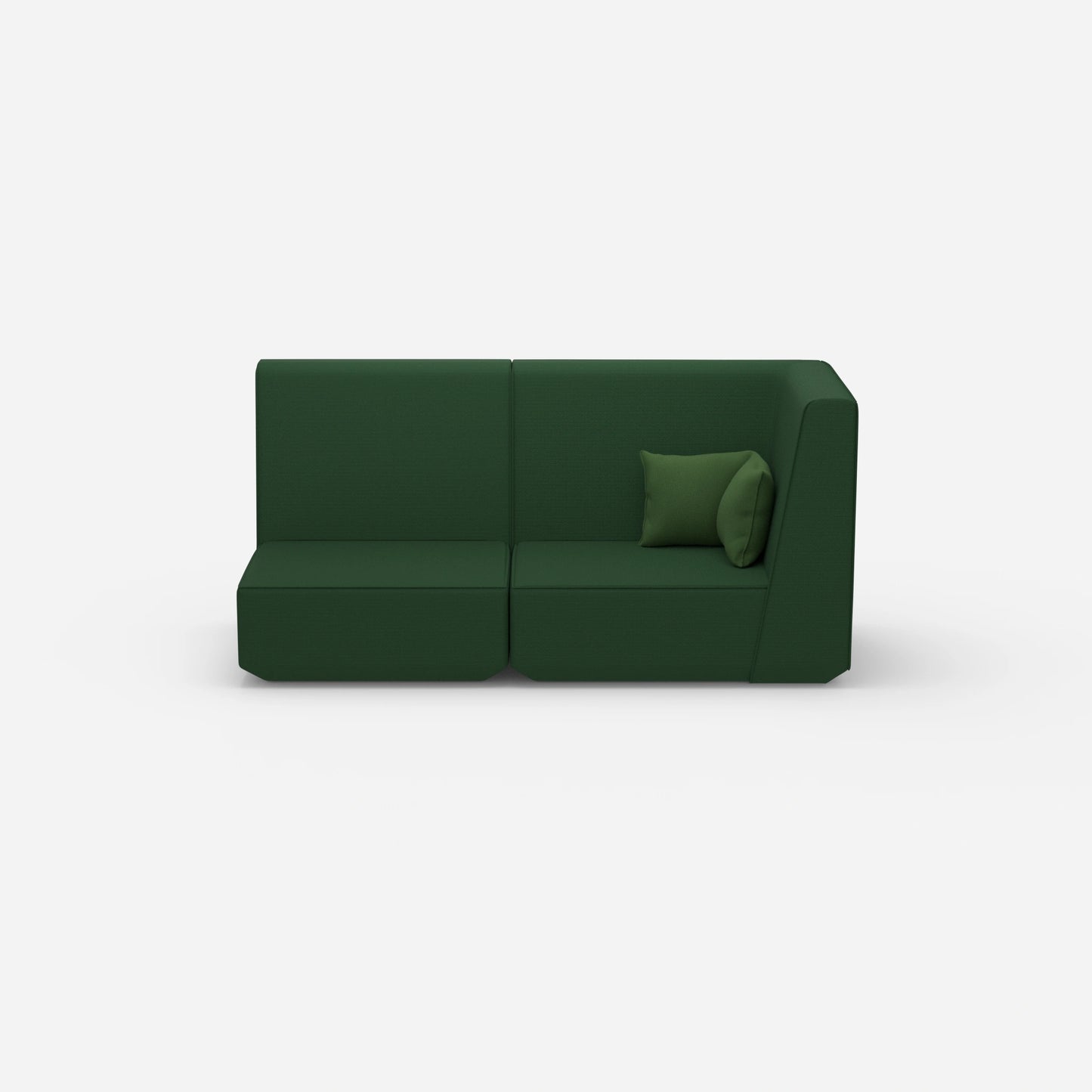 Modular sofa green with high back from the front