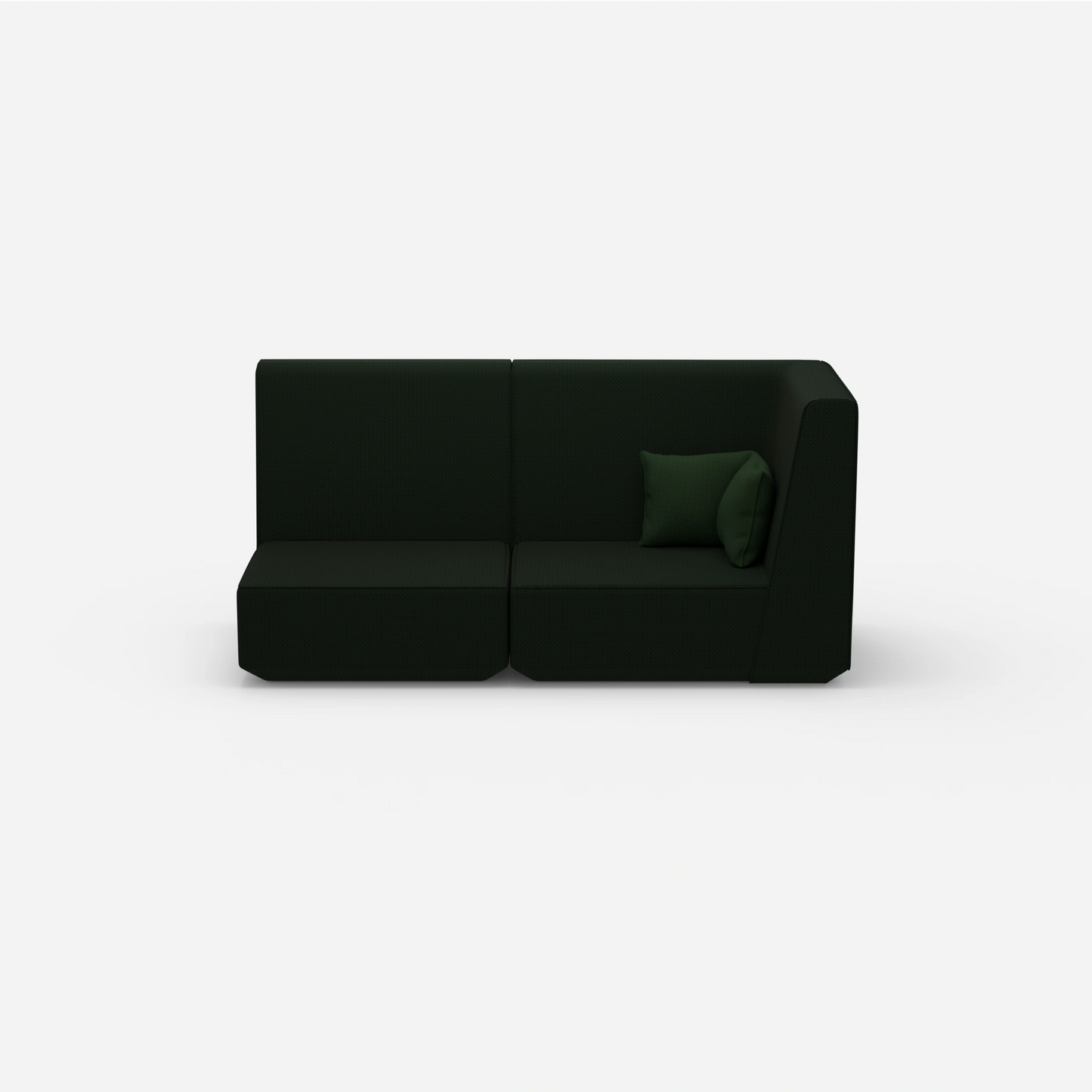 Modular sofa green with high back from the front