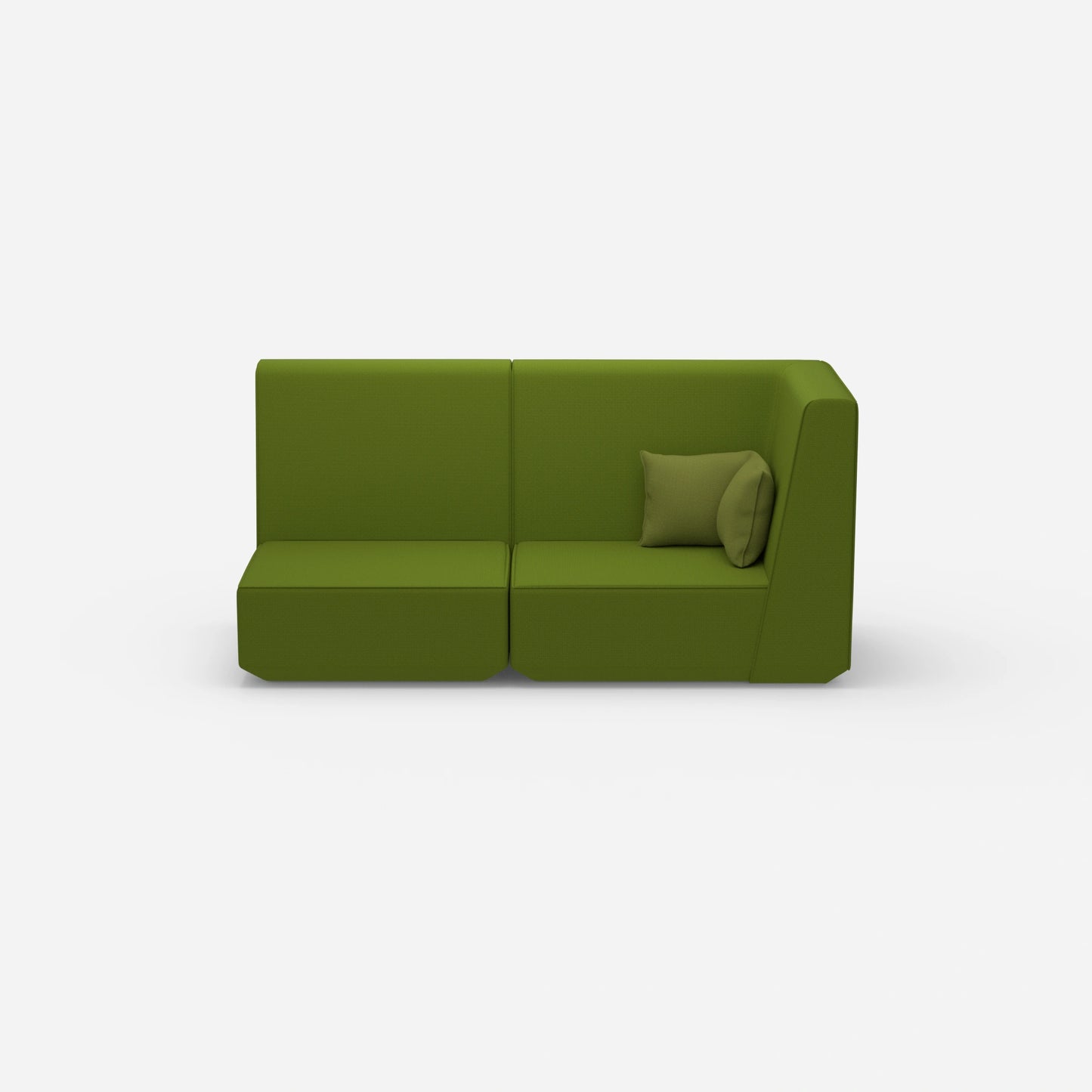 Modular sofa green with high back from the front
