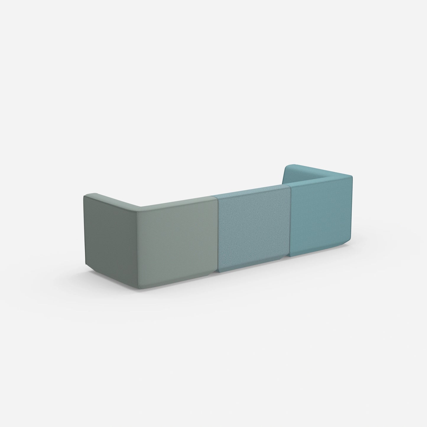 Modular sofa in blue from behind