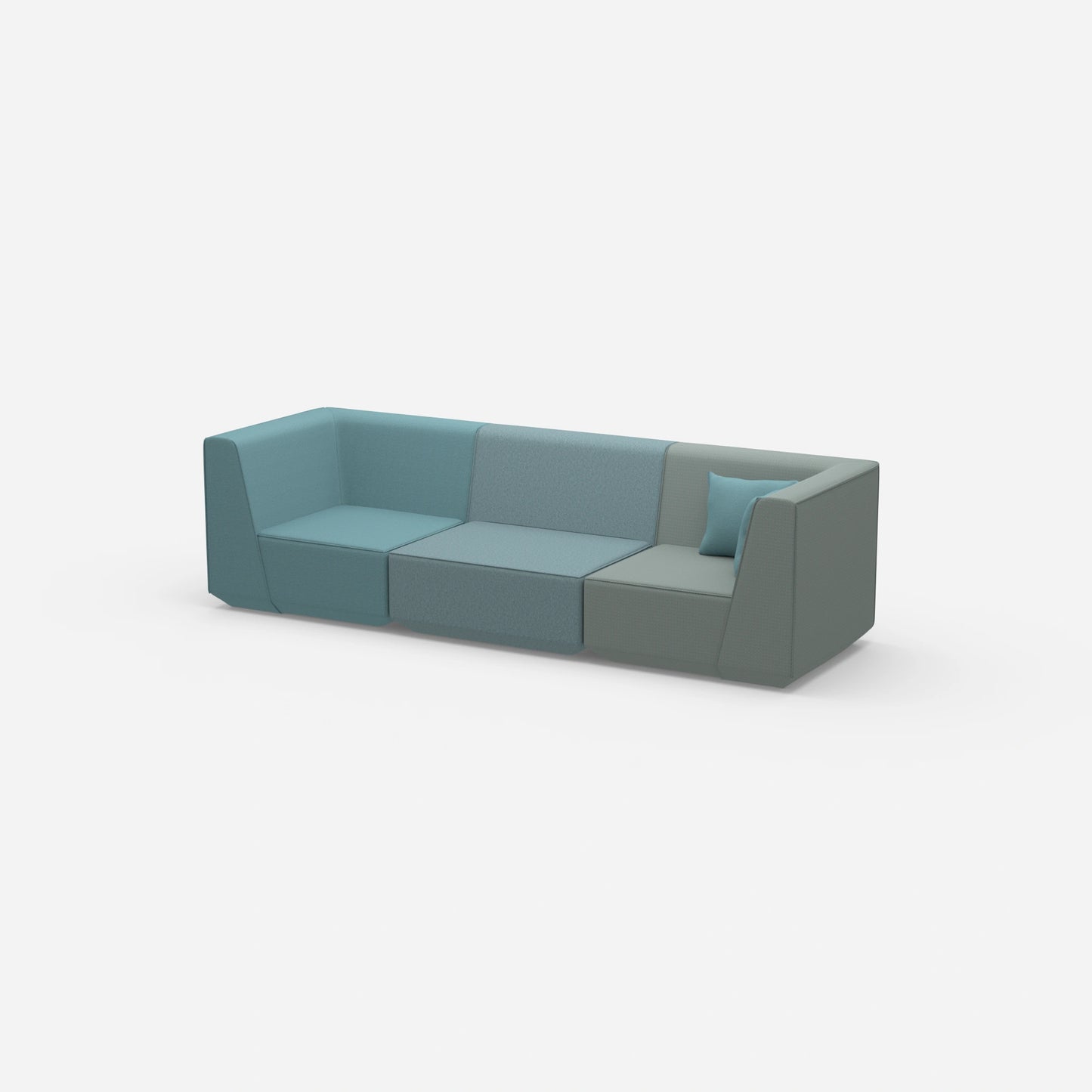 Modular sofa in blue from the side