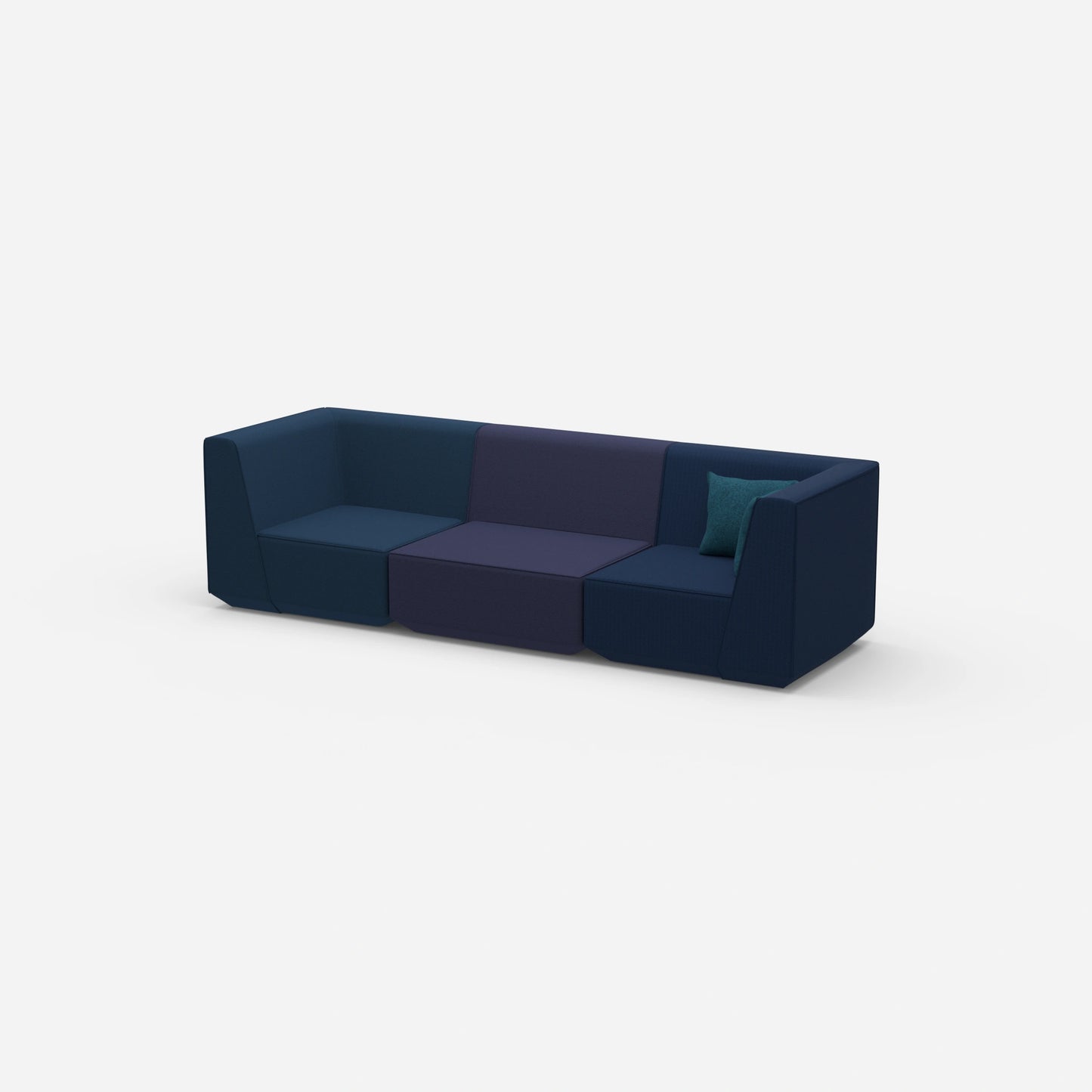 Modular sofa in blue from the side