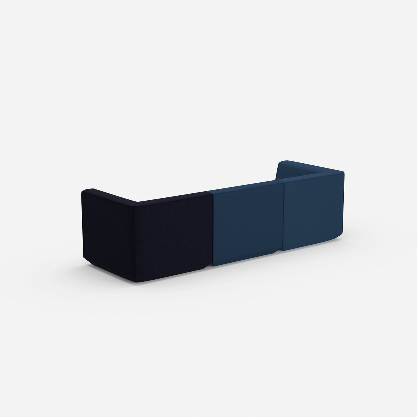 Modular sofa in blue from behind