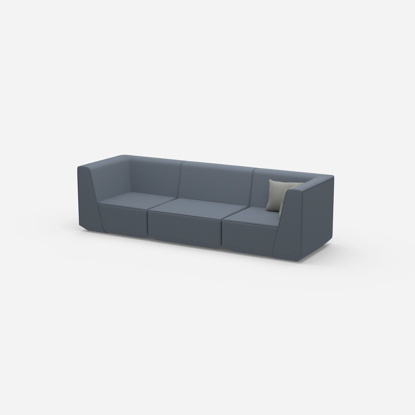 Modular sofa in blue from the side