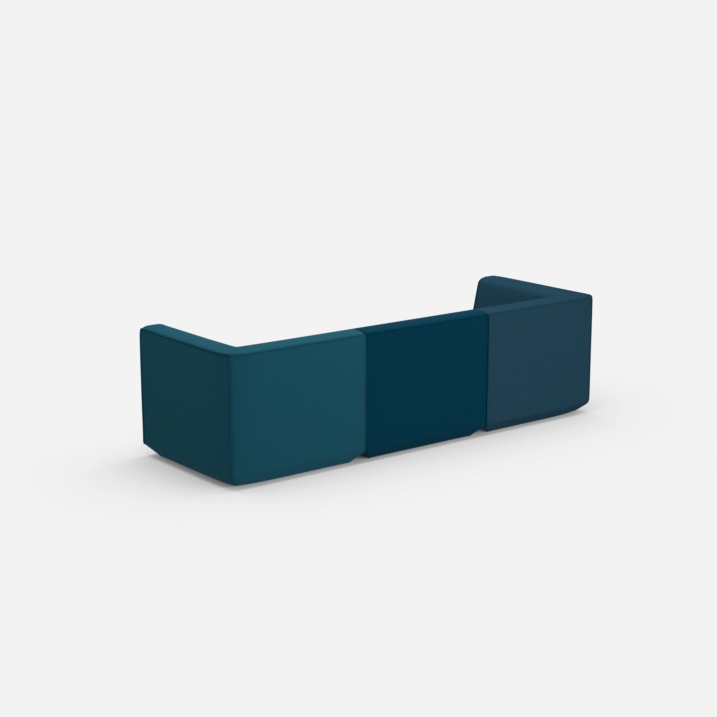 Modular sofa in blue from behind